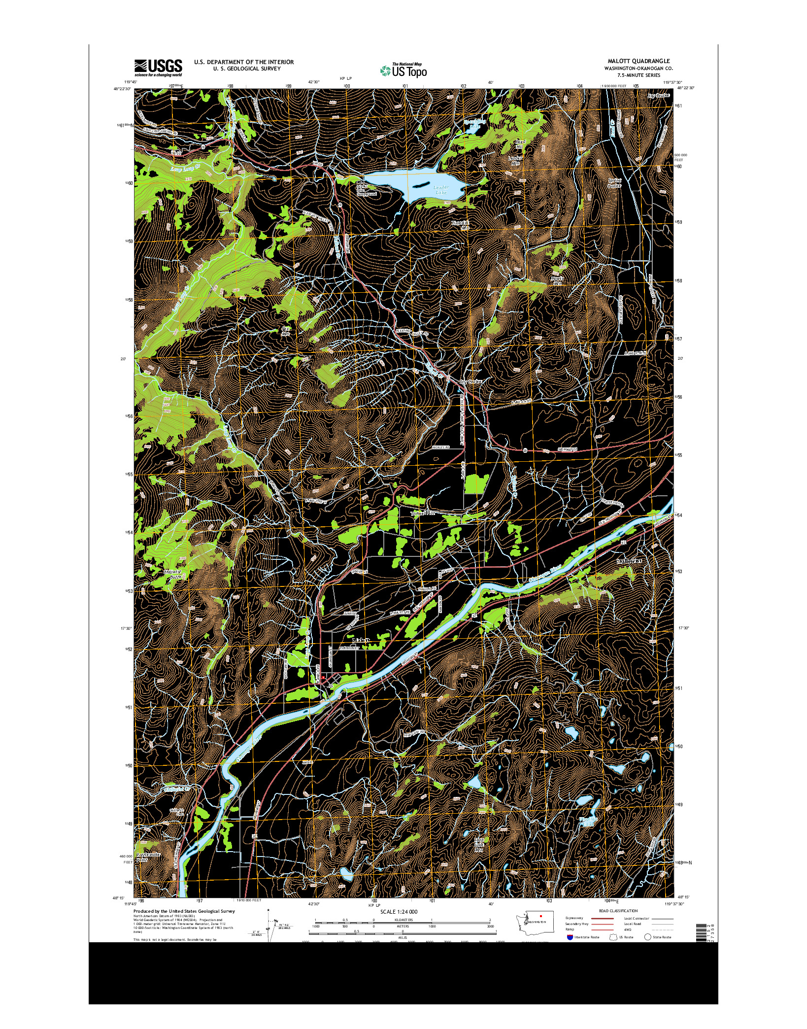 USGS US TOPO 7.5-MINUTE MAP FOR MALOTT, WA 2014