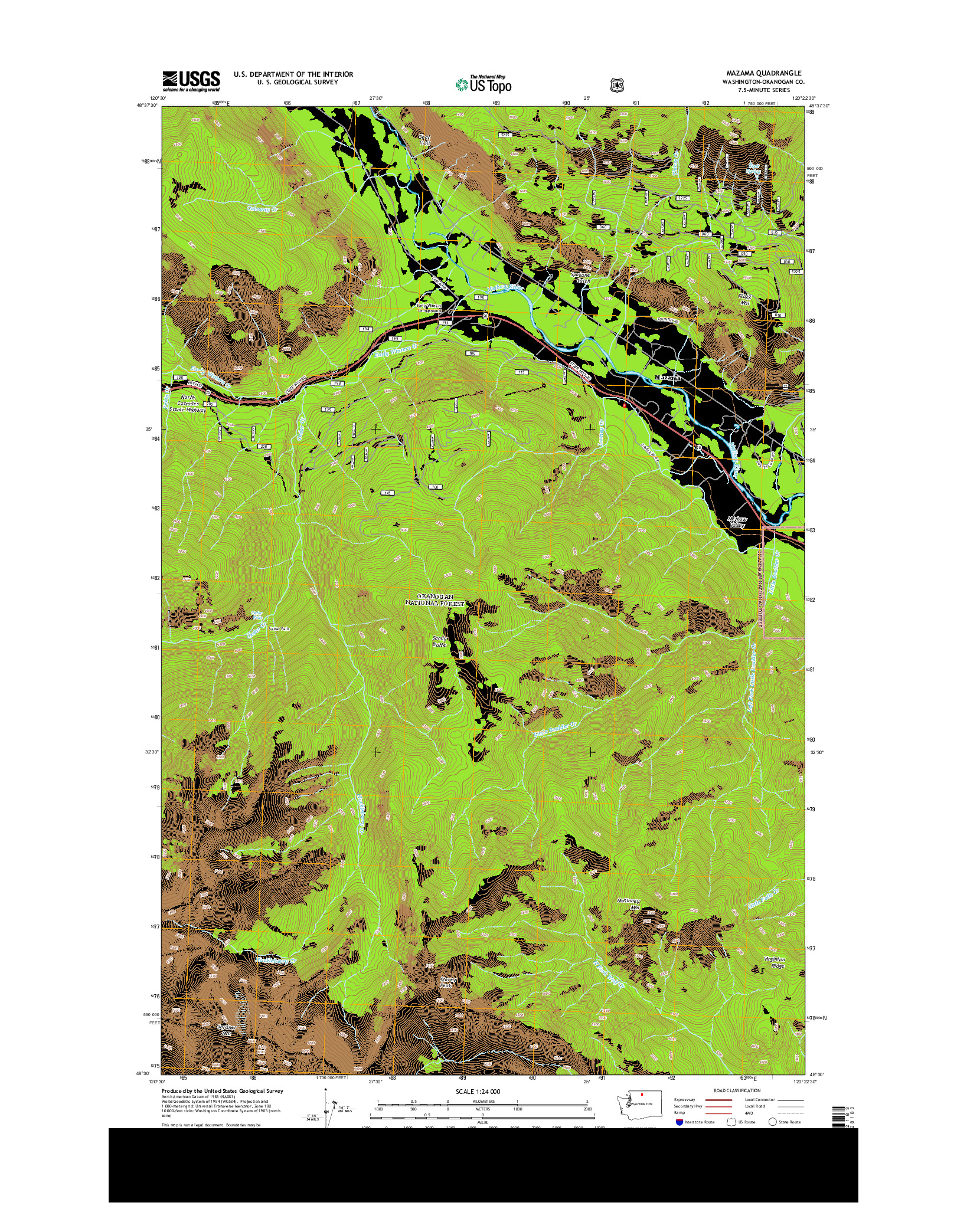 USGS US TOPO 7.5-MINUTE MAP FOR MAZAMA, WA 2014