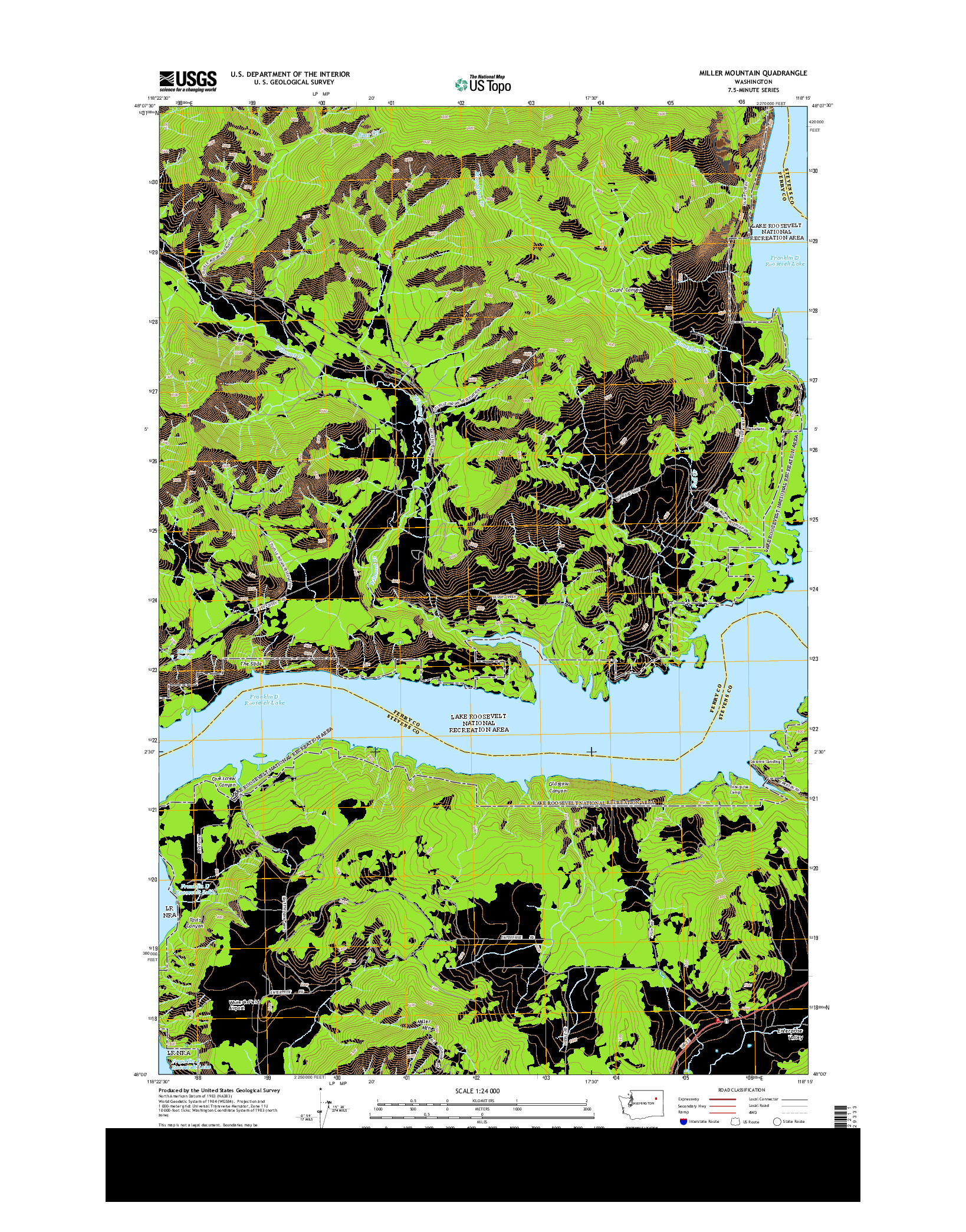 USGS US TOPO 7.5-MINUTE MAP FOR MILLER MOUNTAIN, WA 2014