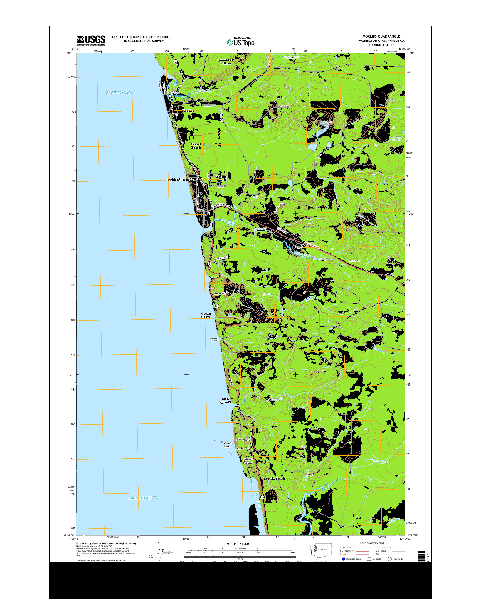 USGS US TOPO 7.5-MINUTE MAP FOR MOCLIPS, WA 2014