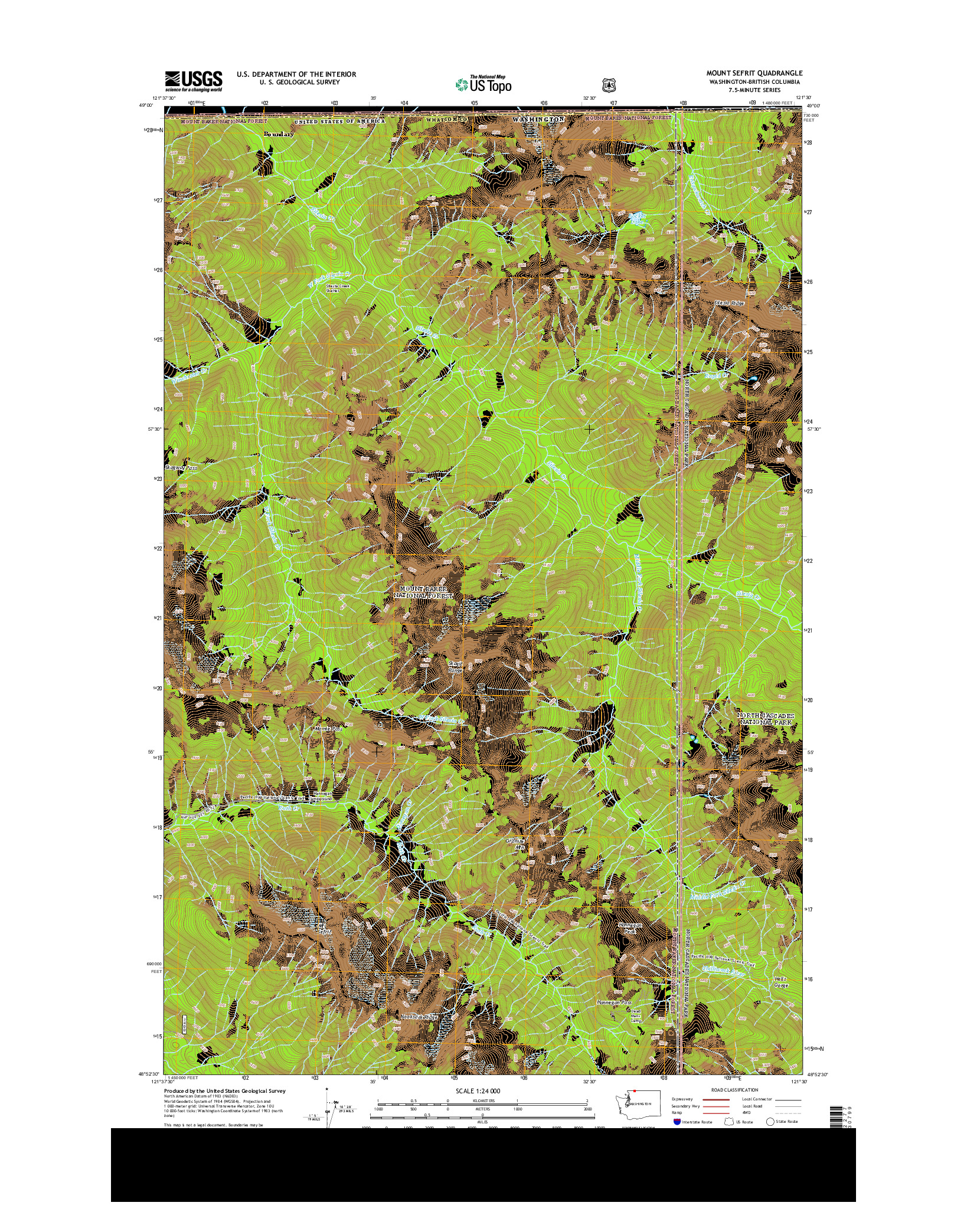 USGS US TOPO 7.5-MINUTE MAP FOR MOUNT SEFRIT, WA-BC 2014