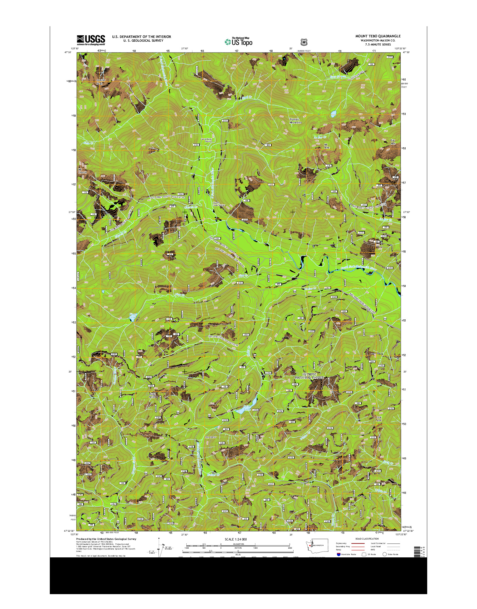 USGS US TOPO 7.5-MINUTE MAP FOR MOUNT TEBO, WA 2014