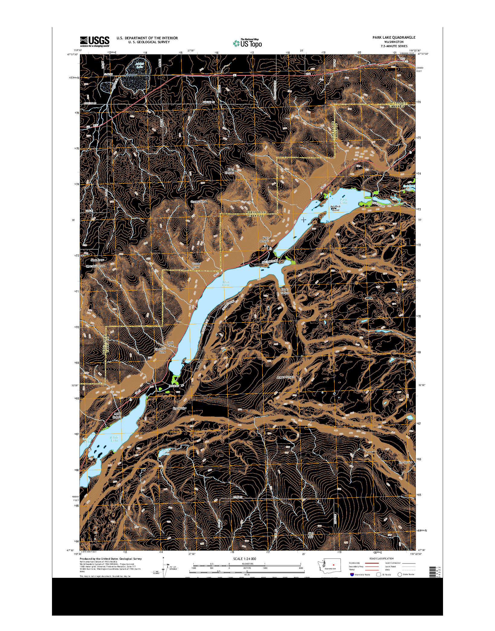 USGS US TOPO 7.5-MINUTE MAP FOR PARK LAKE, WA 2014