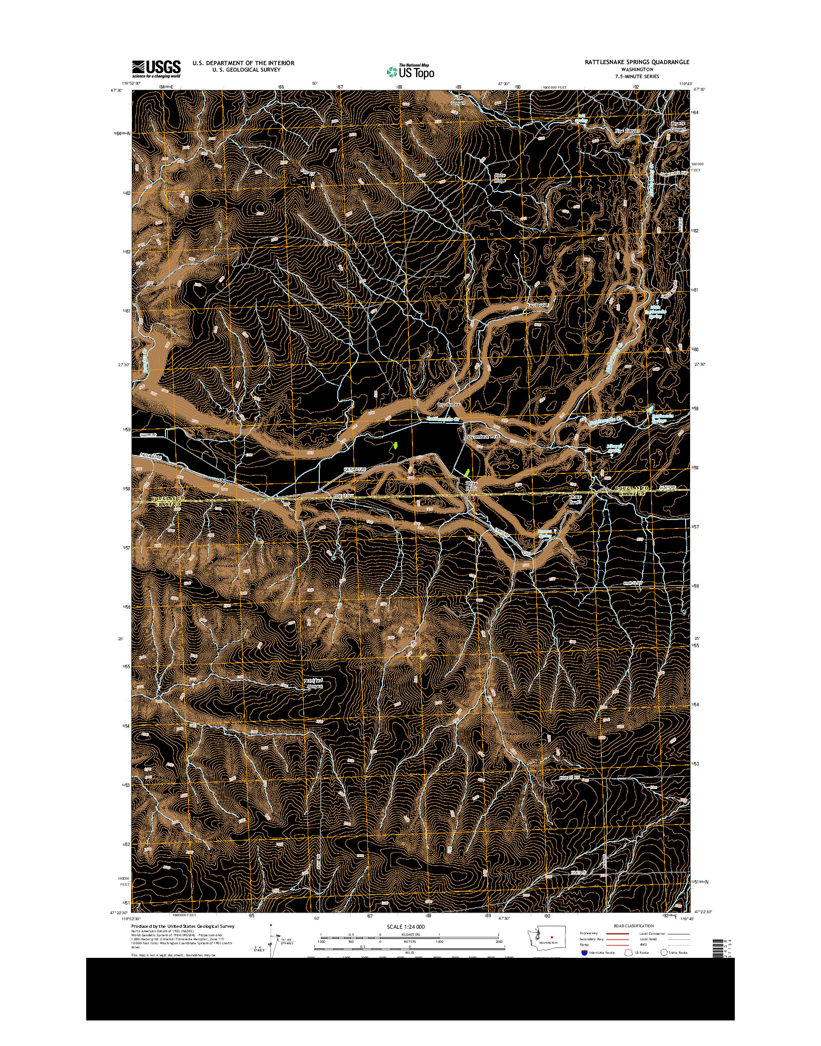 USGS US TOPO 7.5-MINUTE MAP FOR RATTLESNAKE SPRINGS, WA 2014