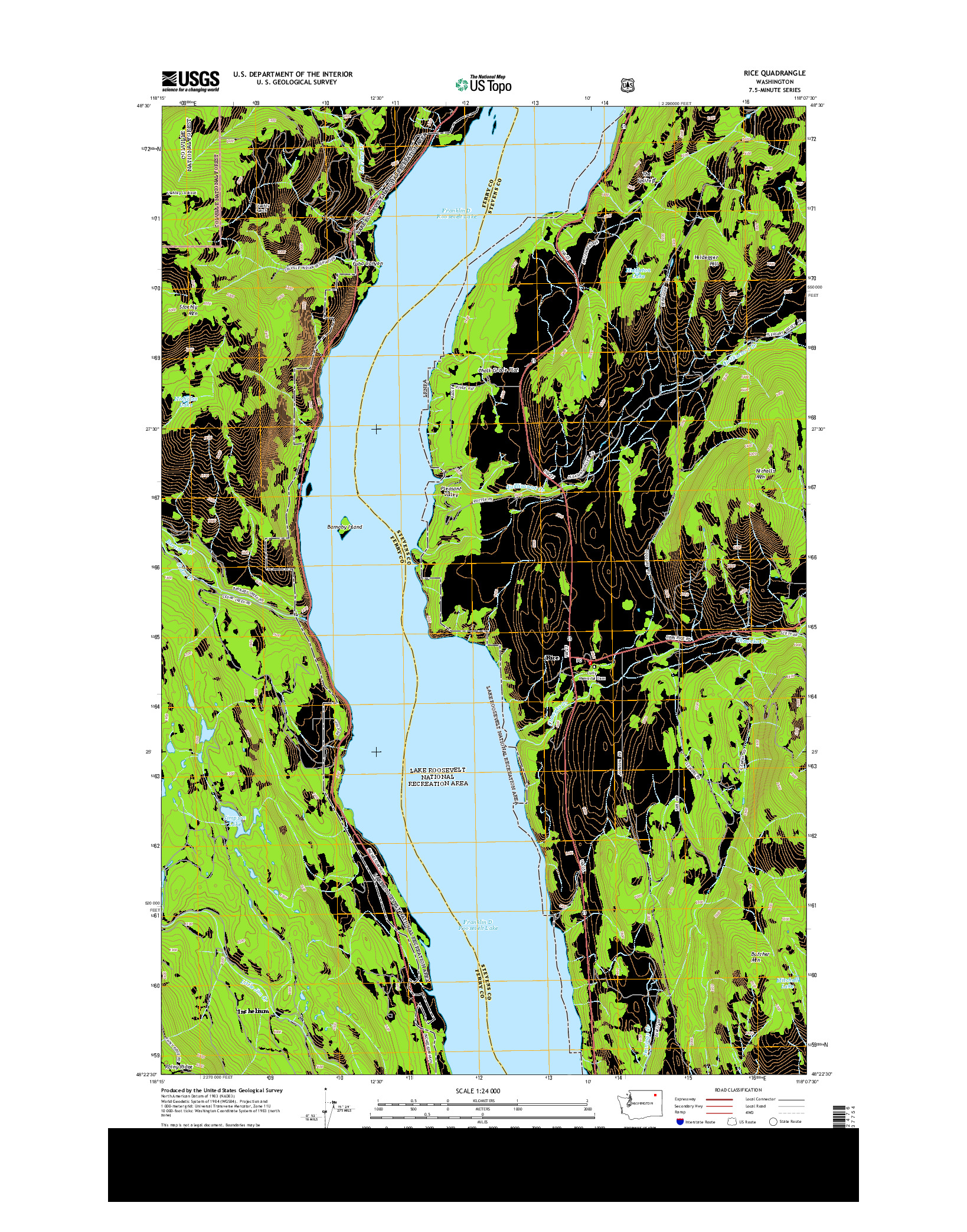 USGS US TOPO 7.5-MINUTE MAP FOR RICE, WA 2014