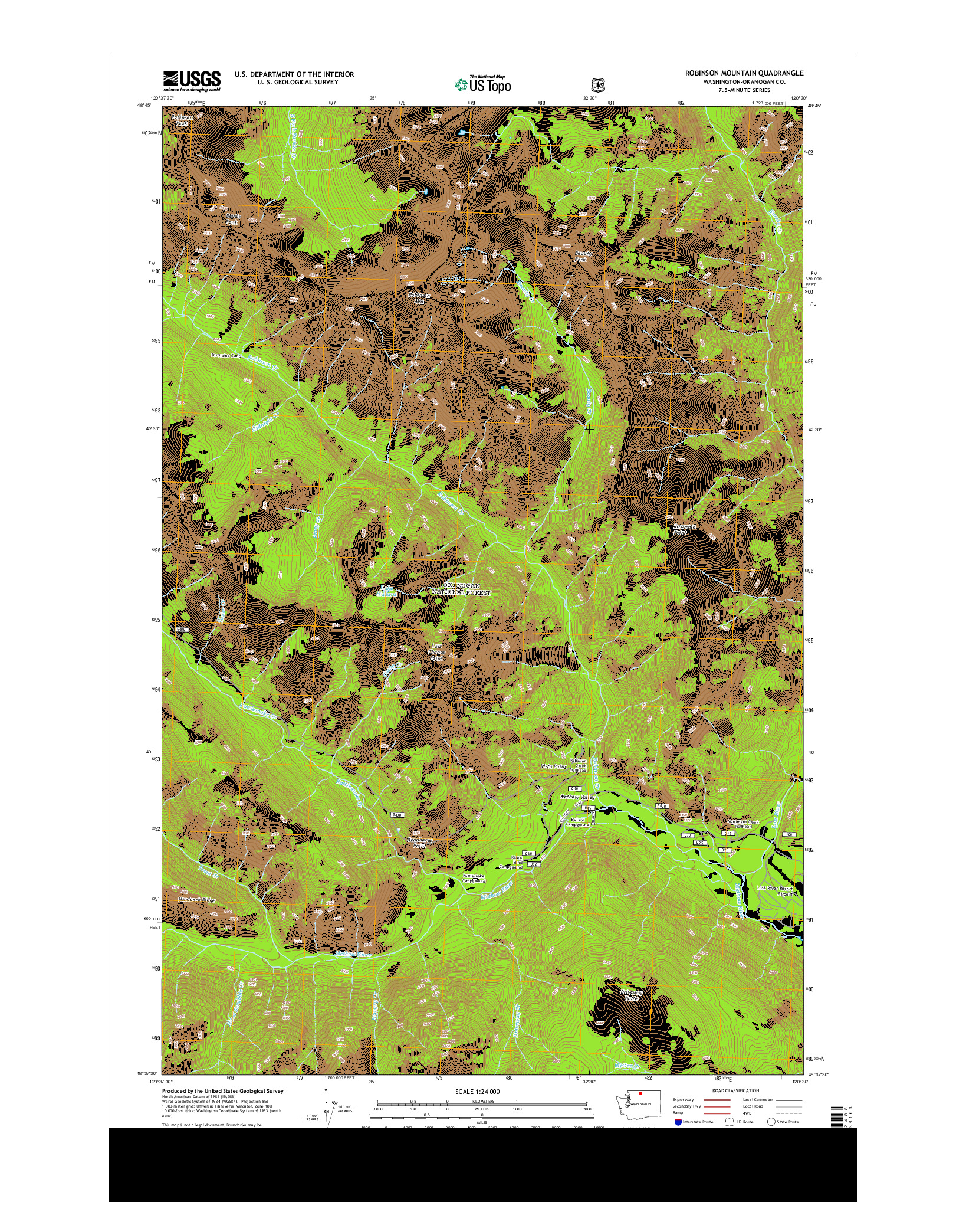 USGS US TOPO 7.5-MINUTE MAP FOR ROBINSON MOUNTAIN, WA 2014