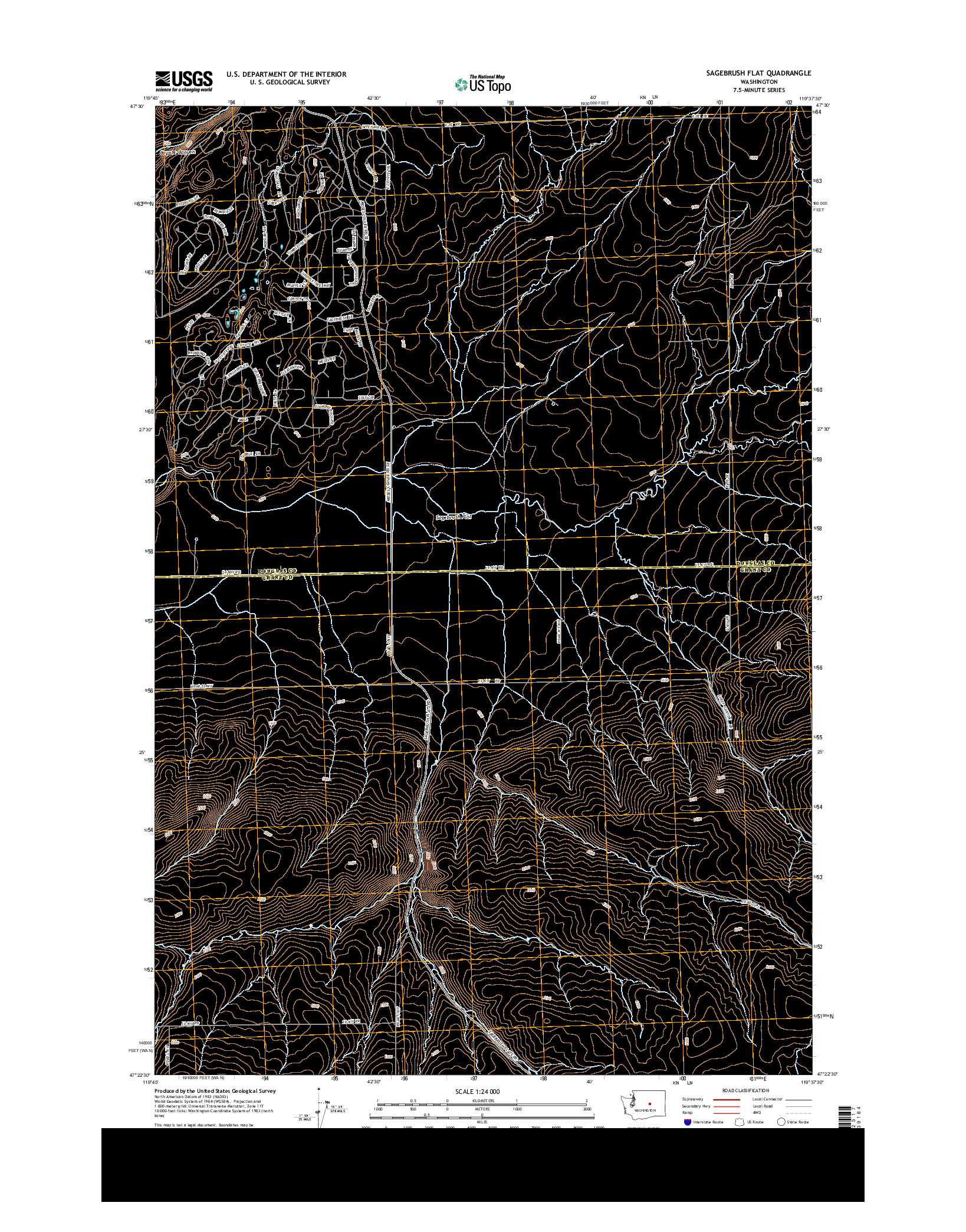 USGS US TOPO 7.5-MINUTE MAP FOR SAGEBRUSH FLAT, WA 2014