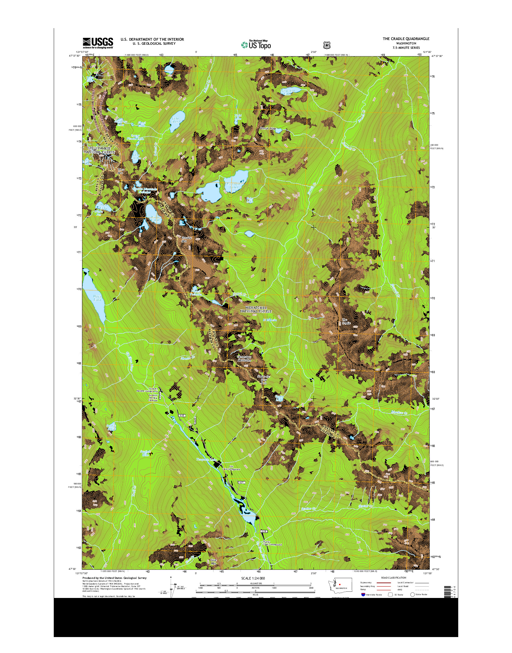 USGS US TOPO 7.5-MINUTE MAP FOR THE CRADLE, WA 2014