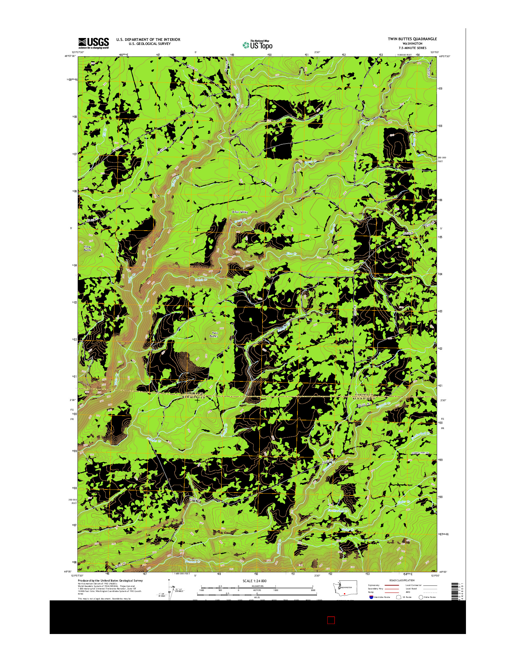 USGS US TOPO 7.5-MINUTE MAP FOR TWIN BUTTES, WA 2014