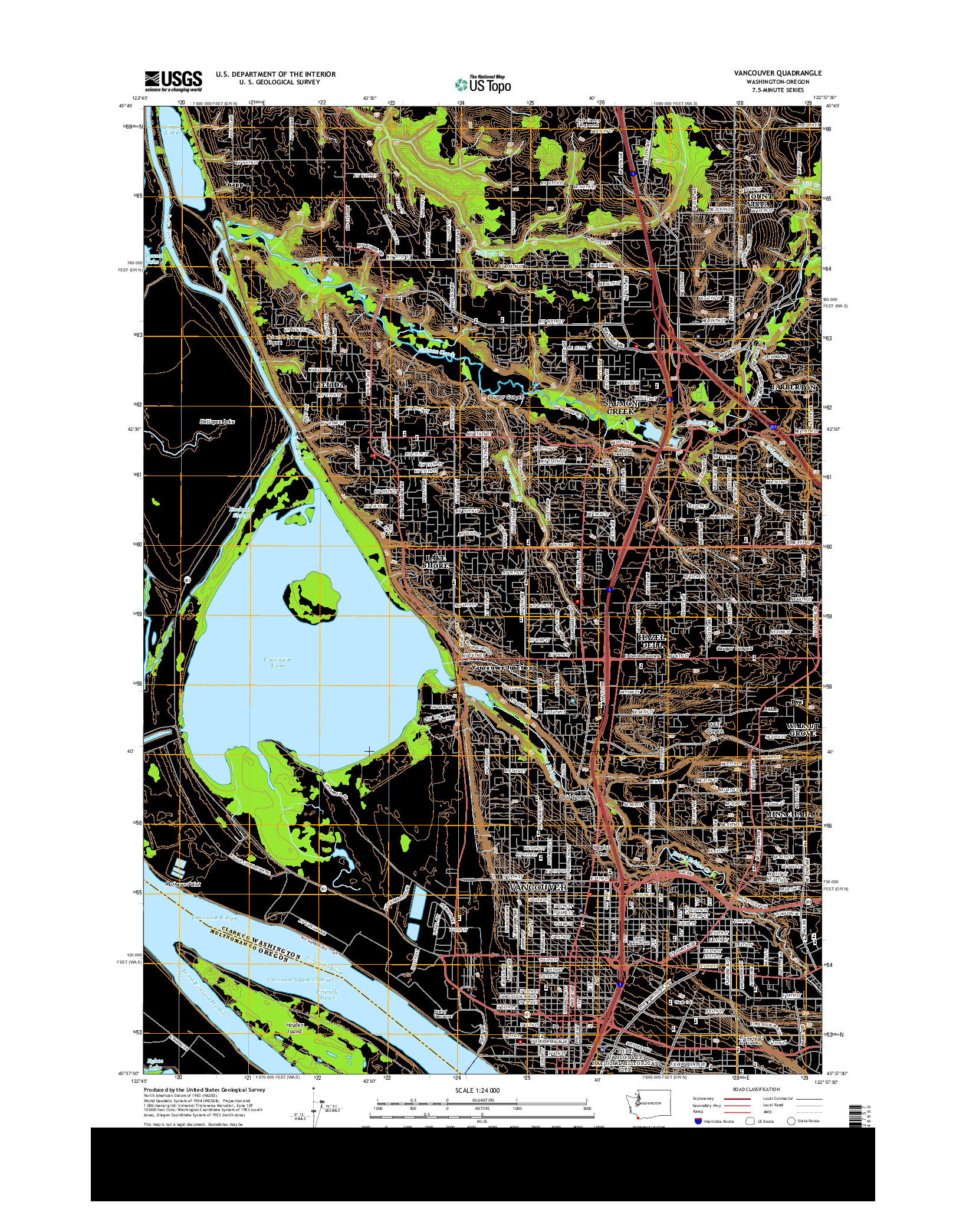 USGS US TOPO 7.5-MINUTE MAP FOR VANCOUVER, WA-OR 2014
