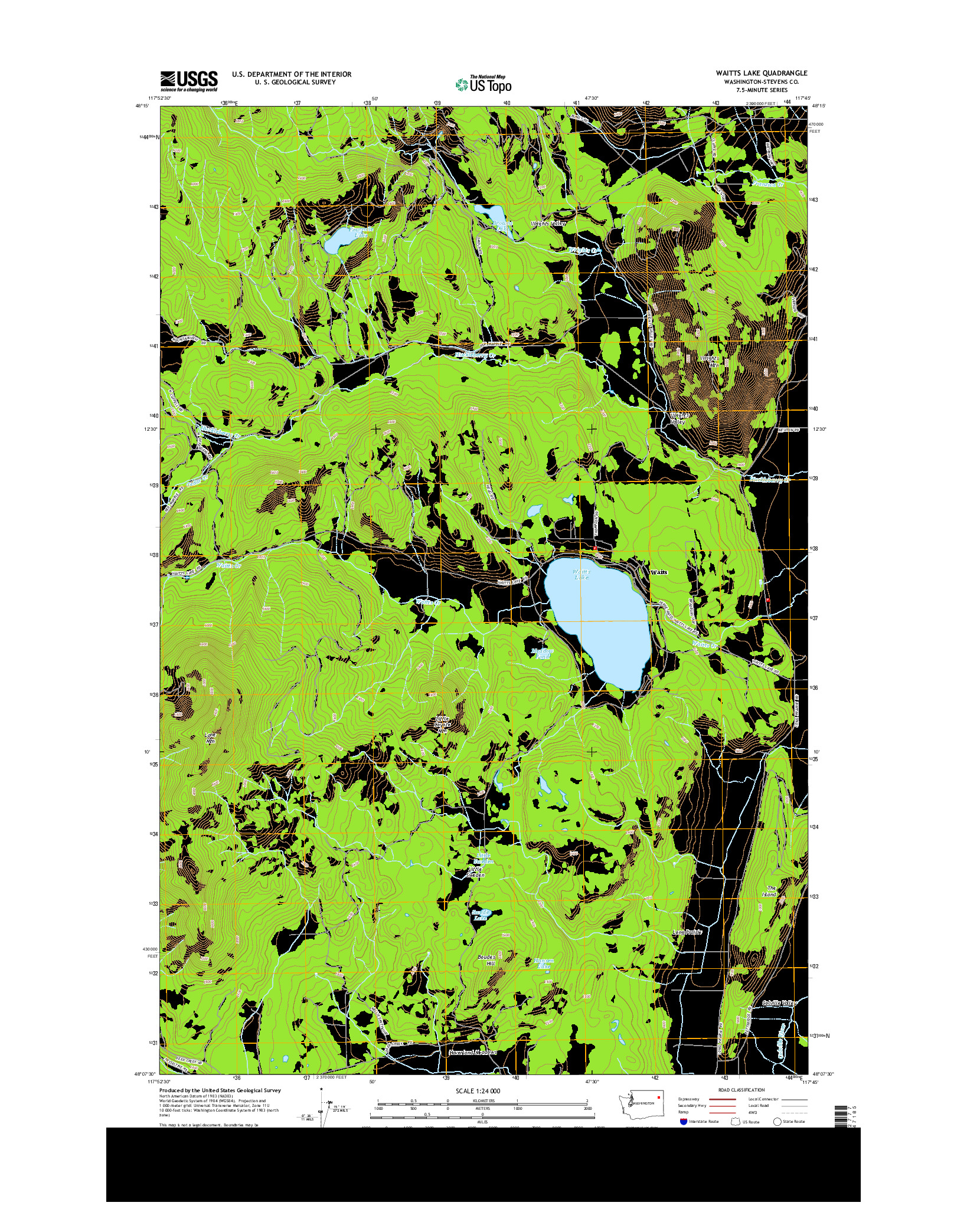 USGS US TOPO 7.5-MINUTE MAP FOR WAITTS LAKE, WA 2014