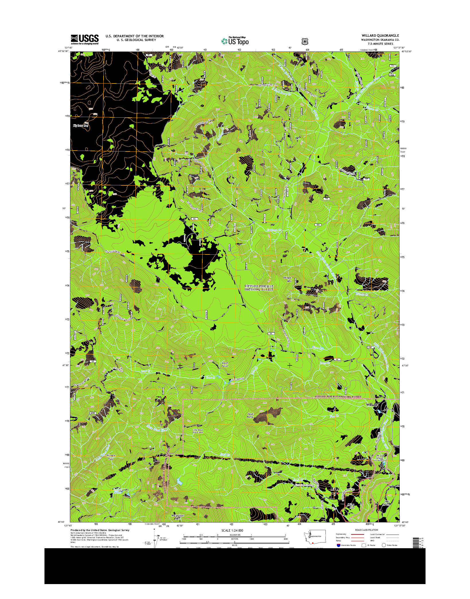 USGS US TOPO 7.5-MINUTE MAP FOR WILLARD, WA 2014