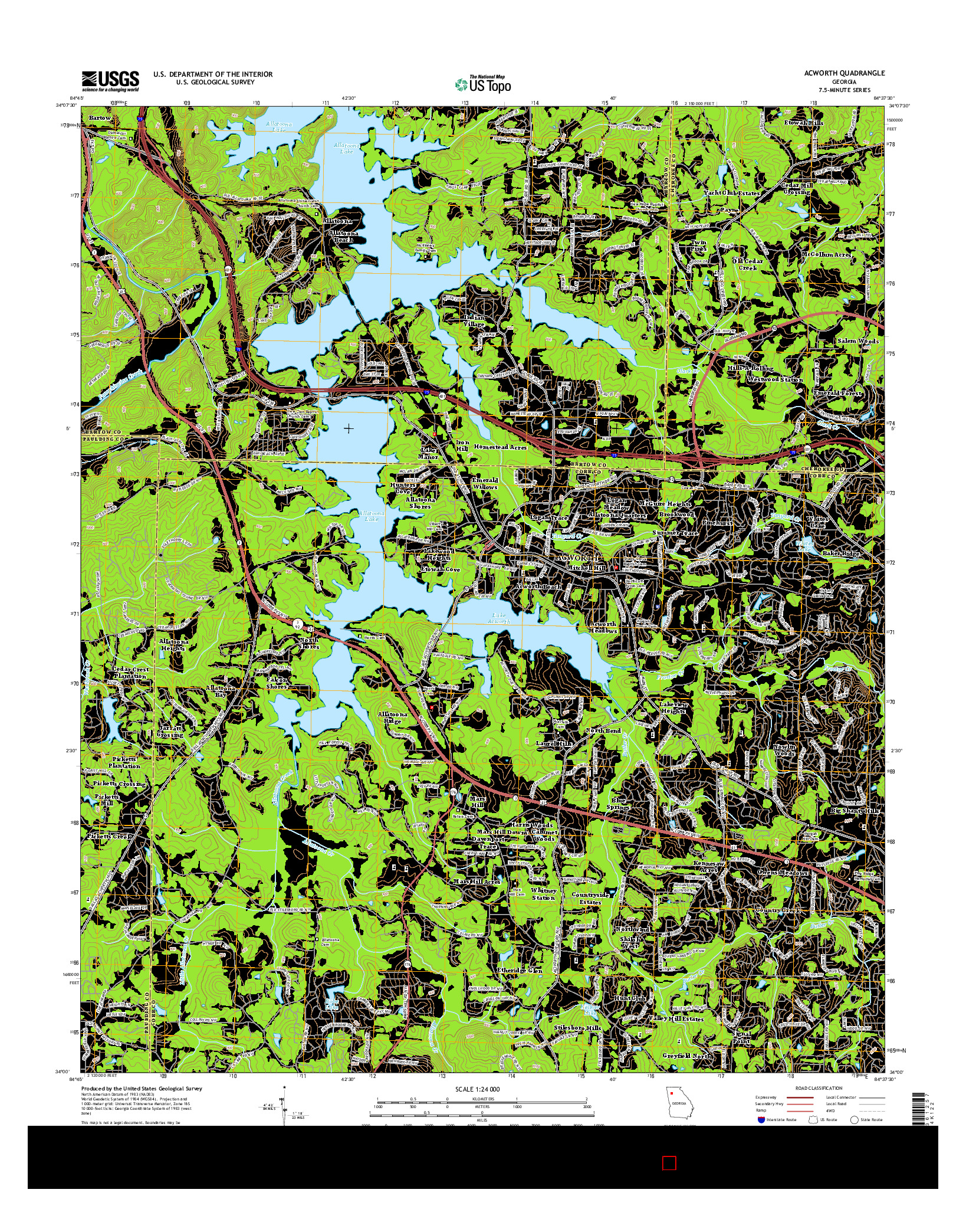 USGS US TOPO 7.5-MINUTE MAP FOR ACWORTH, GA 2014