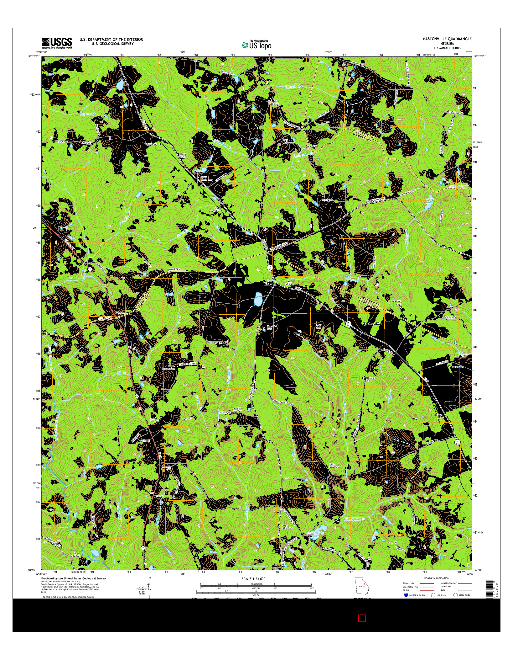 USGS US TOPO 7.5-MINUTE MAP FOR BASTONVILLE, GA 2014