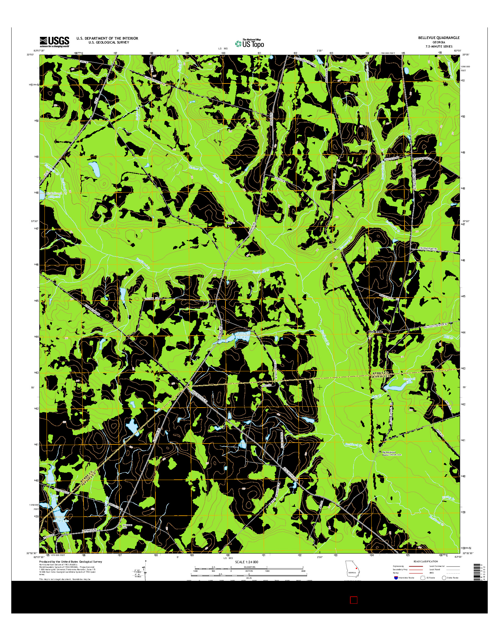 USGS US TOPO 7.5-MINUTE MAP FOR BELLEVUE, GA 2014