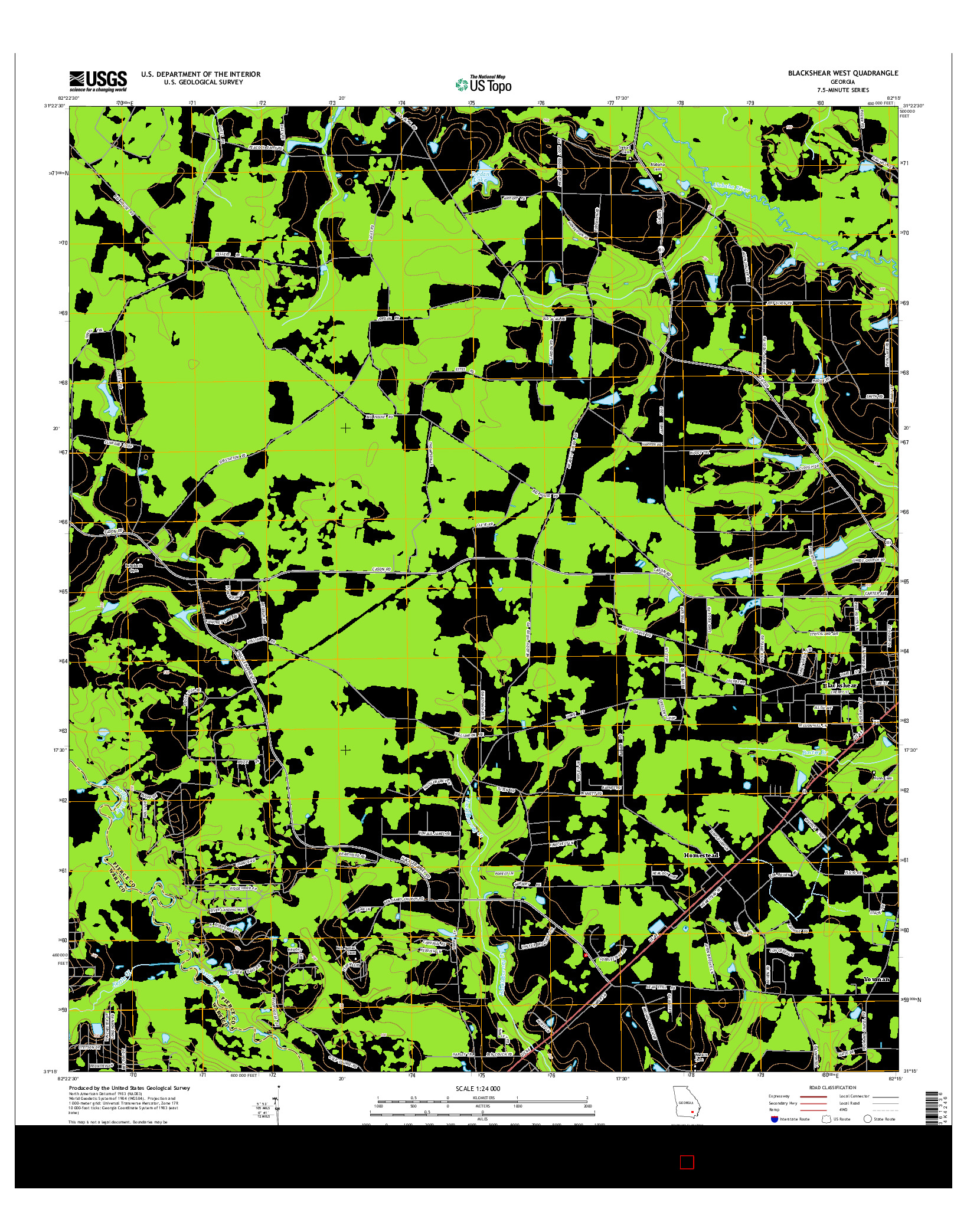 USGS US TOPO 7.5-MINUTE MAP FOR BLACKSHEAR WEST, GA 2014