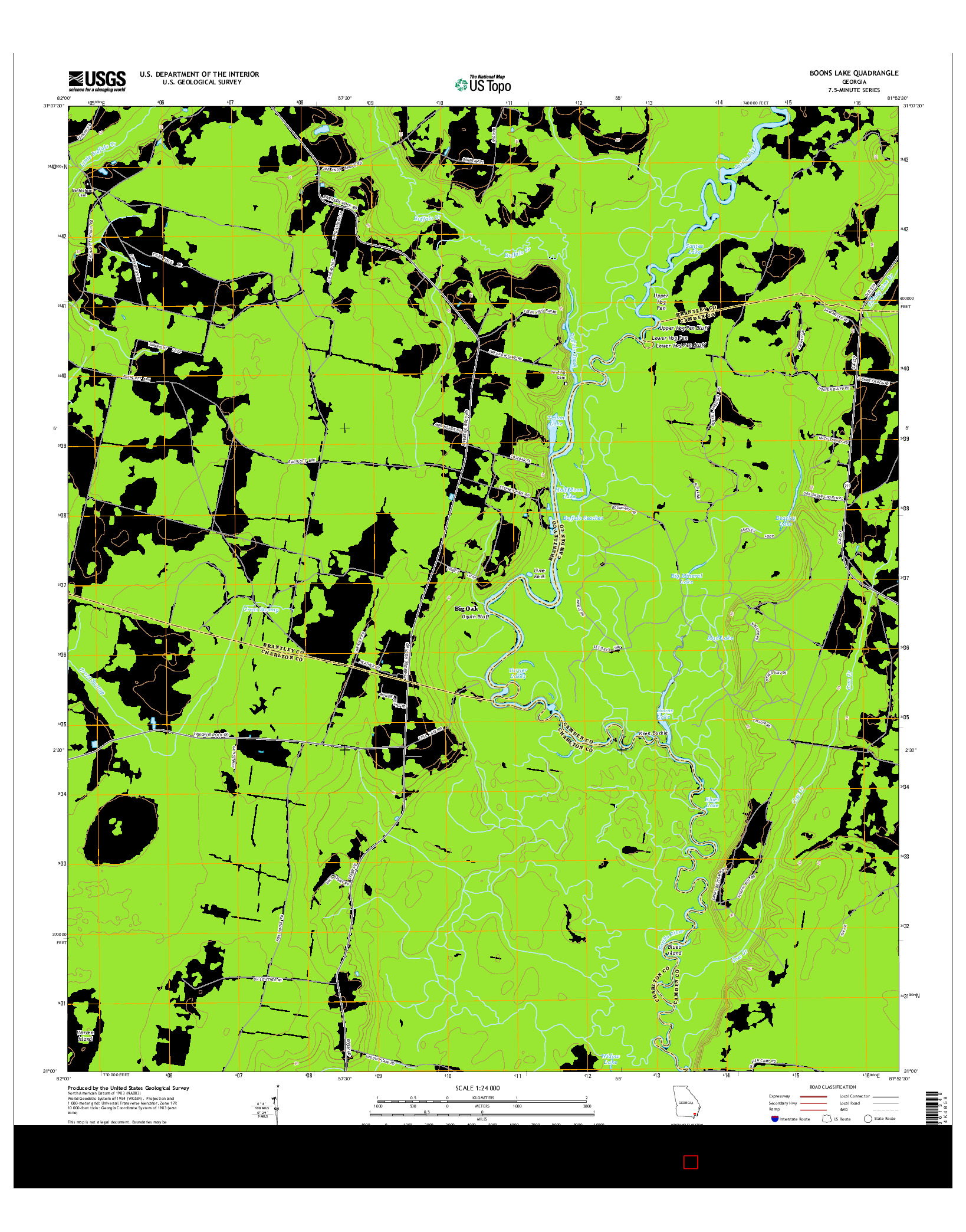 USGS US TOPO 7.5-MINUTE MAP FOR BOONS LAKE, GA 2014