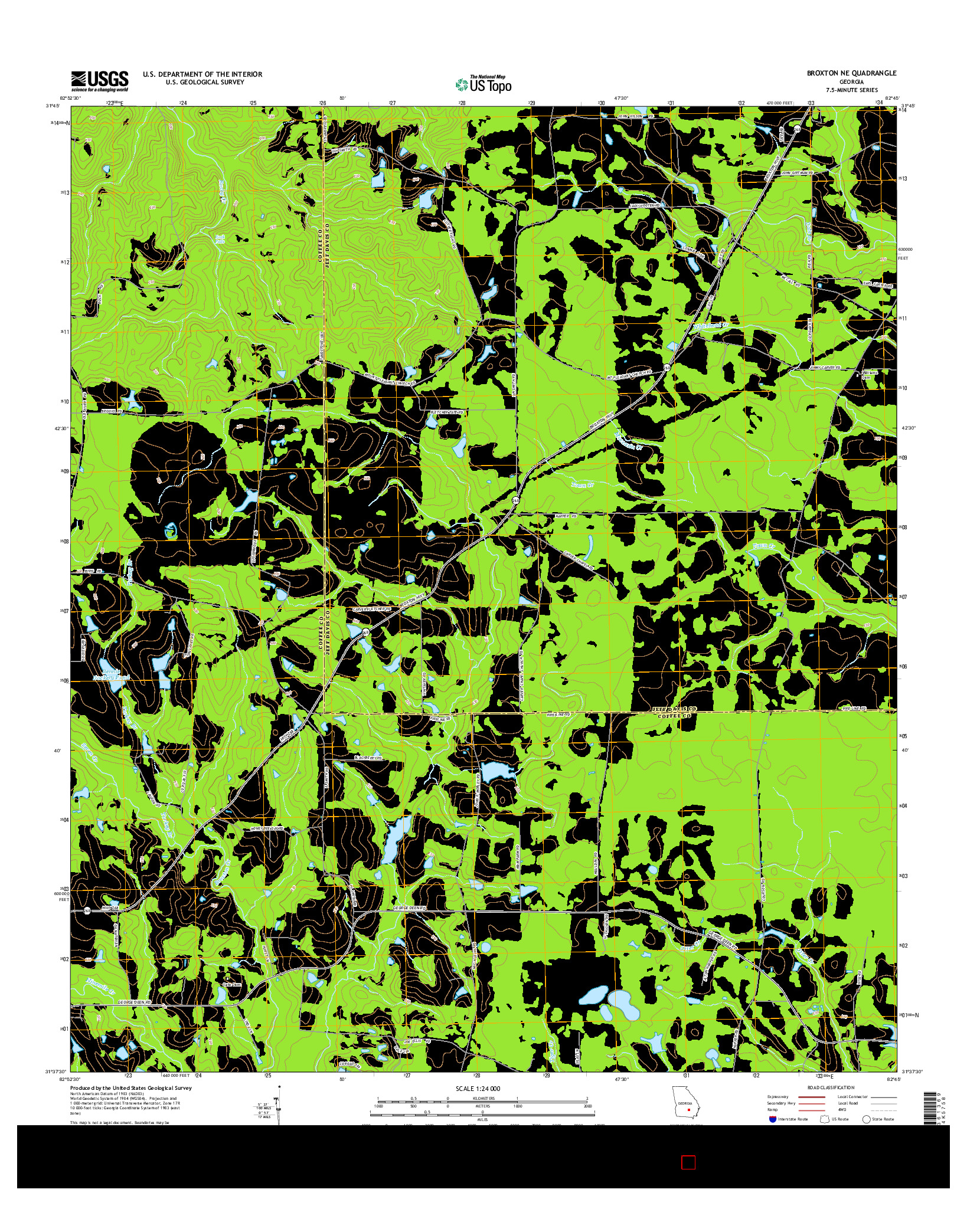 USGS US TOPO 7.5-MINUTE MAP FOR BROXTON NE, GA 2014