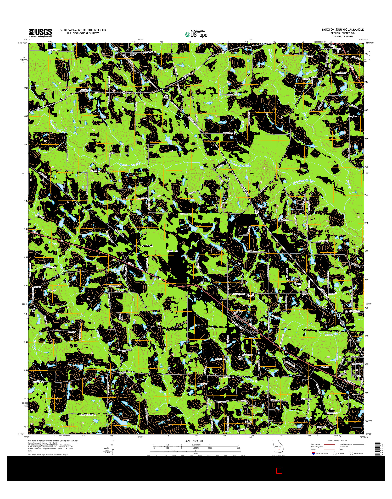 USGS US TOPO 7.5-MINUTE MAP FOR BROXTON SOUTH, GA 2014