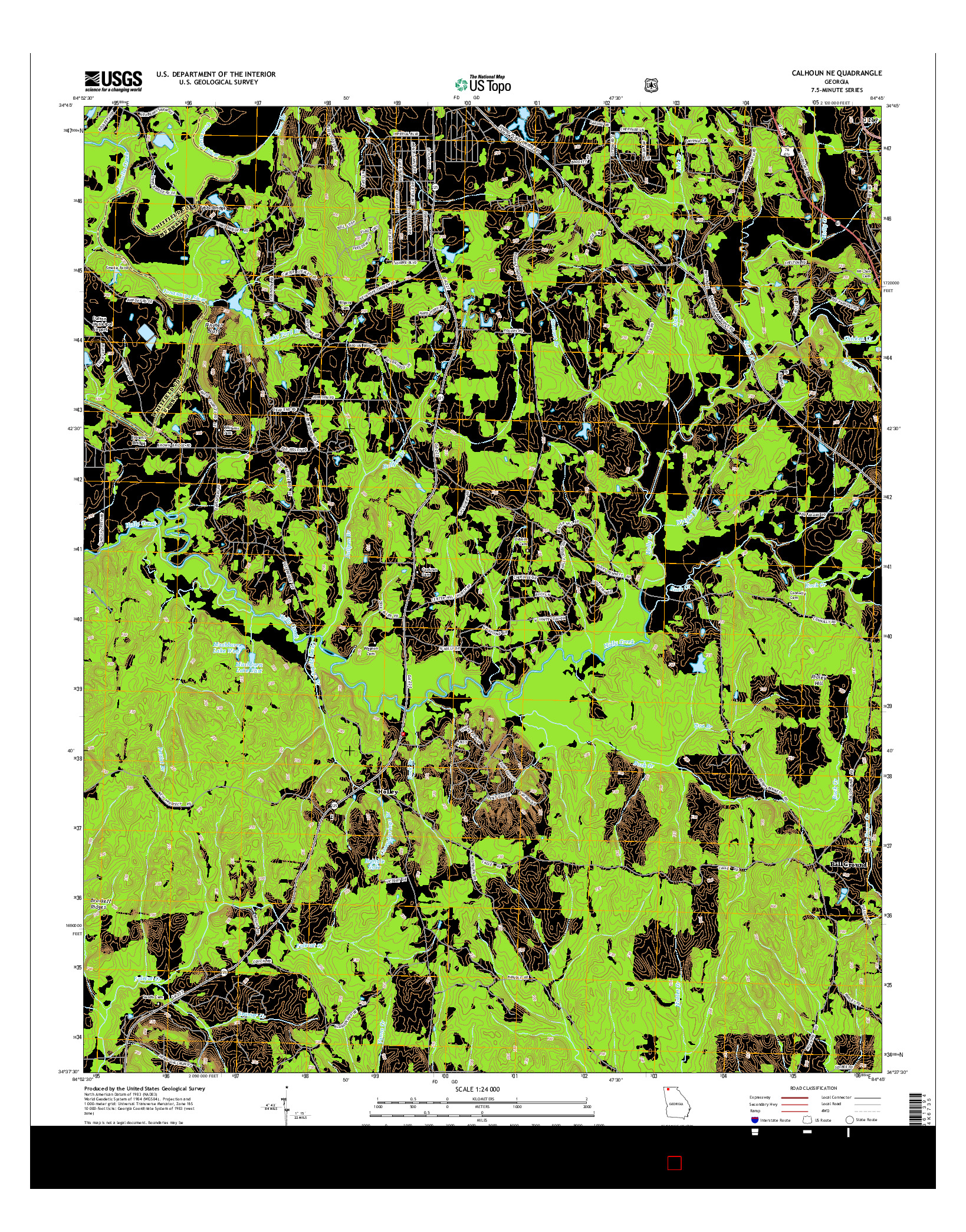 USGS US TOPO 7.5-MINUTE MAP FOR CALHOUN NE, GA 2014