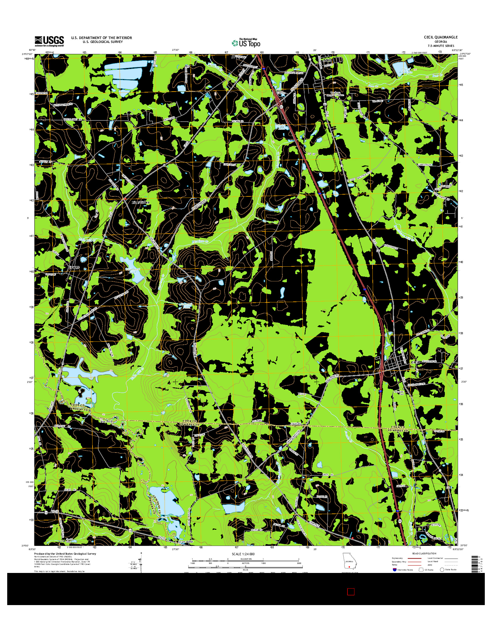 USGS US TOPO 7.5-MINUTE MAP FOR CECIL, GA 2014