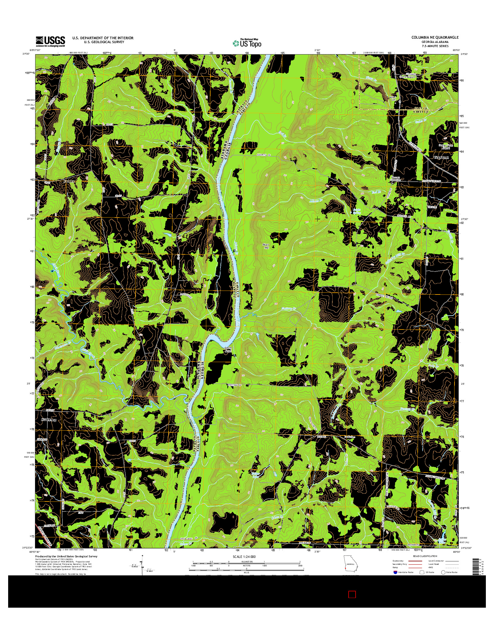 USGS US TOPO 7.5-MINUTE MAP FOR COLUMBIA NE, GA-AL 2014