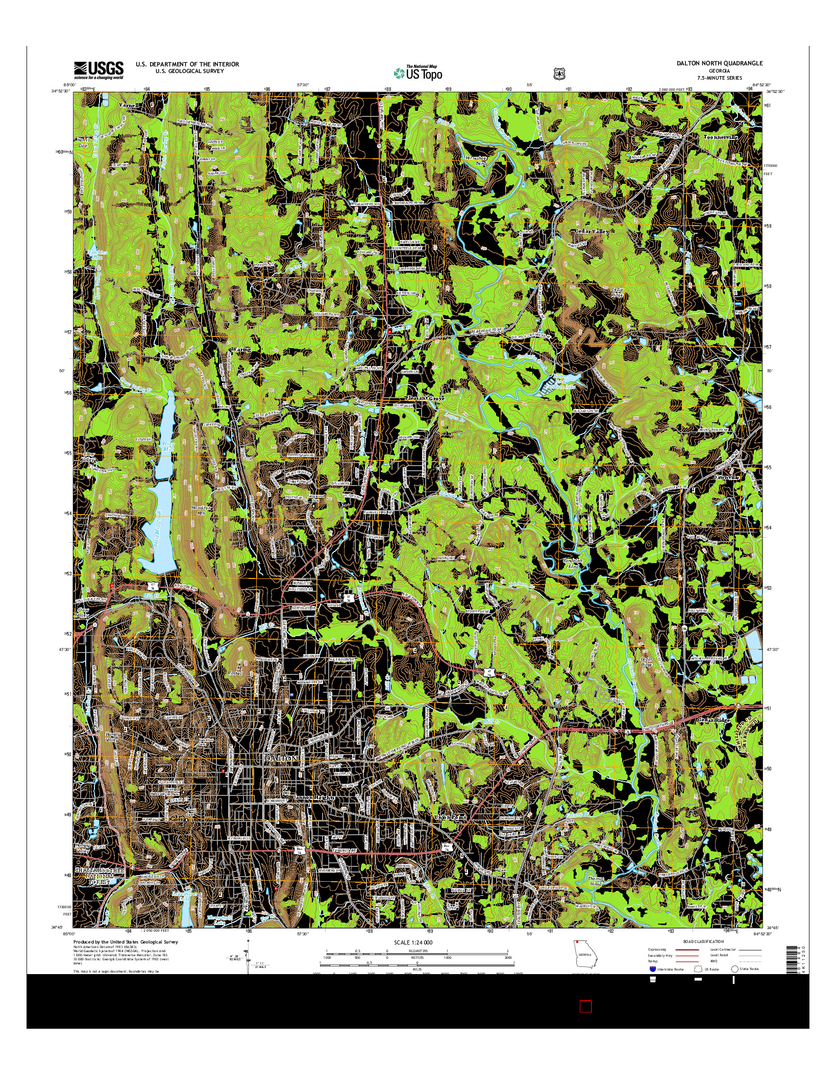 USGS US TOPO 7.5-MINUTE MAP FOR DALTON NORTH, GA 2014