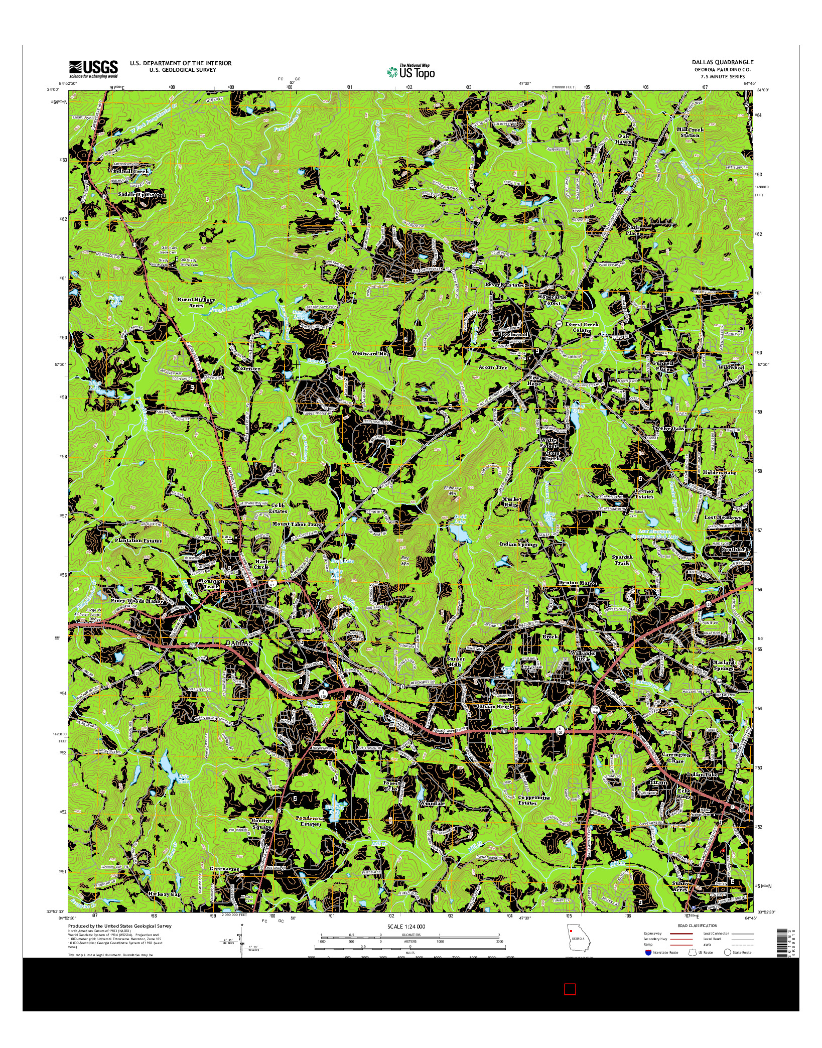 USGS US TOPO 7.5-MINUTE MAP FOR DALLAS, GA 2014