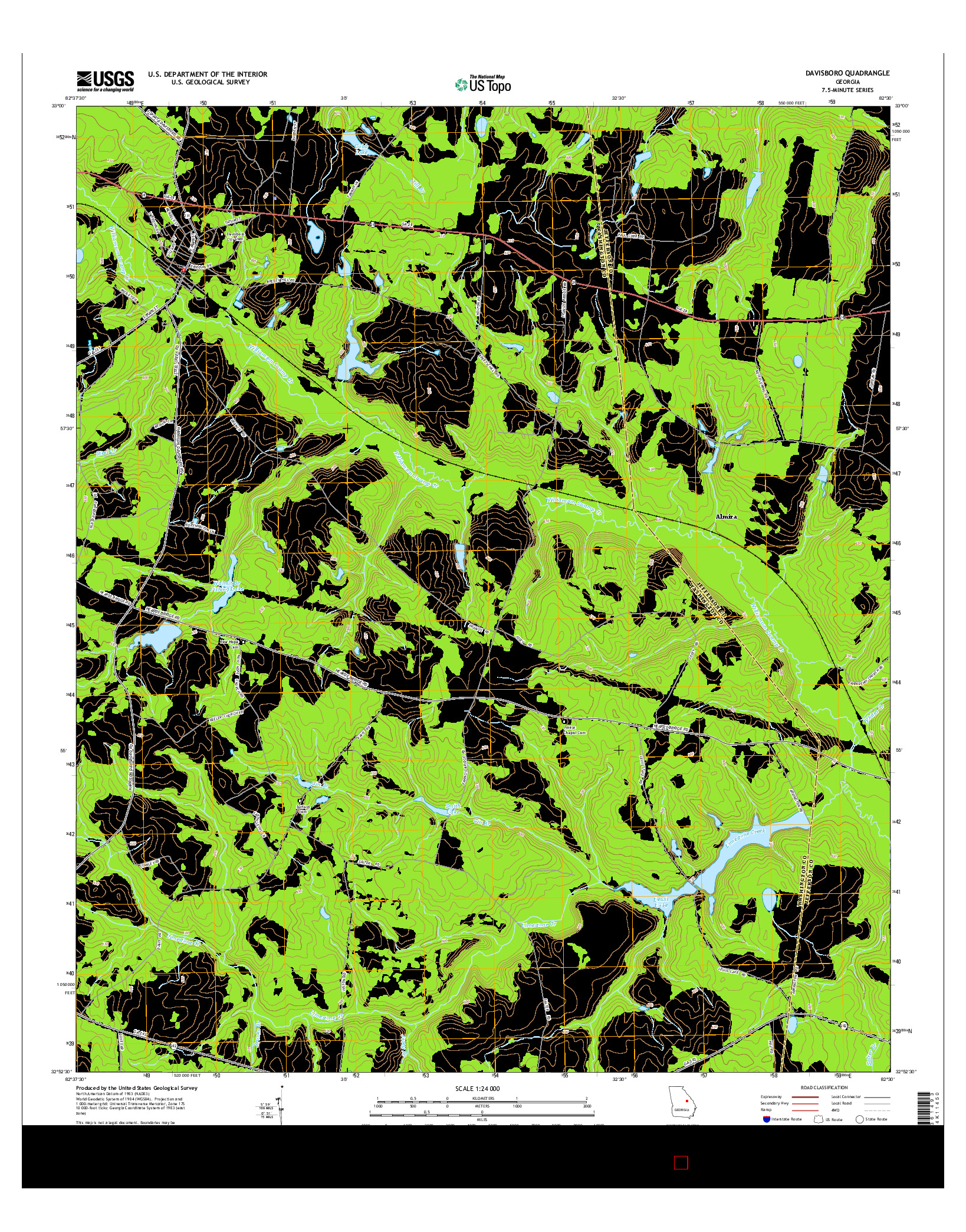USGS US TOPO 7.5-MINUTE MAP FOR DAVISBORO, GA 2014