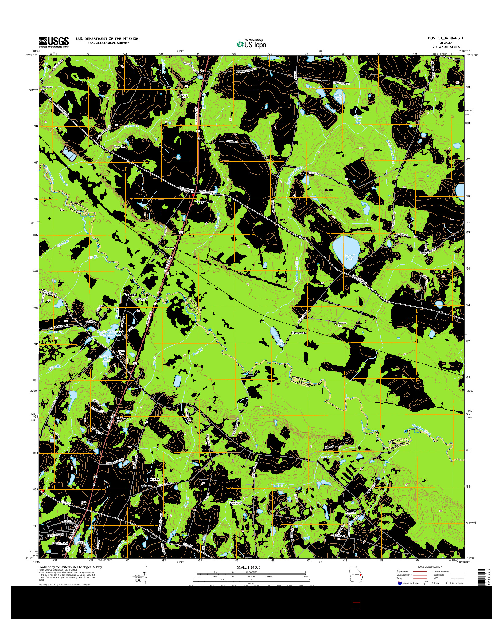 USGS US TOPO 7.5-MINUTE MAP FOR DOVER, GA 2014
