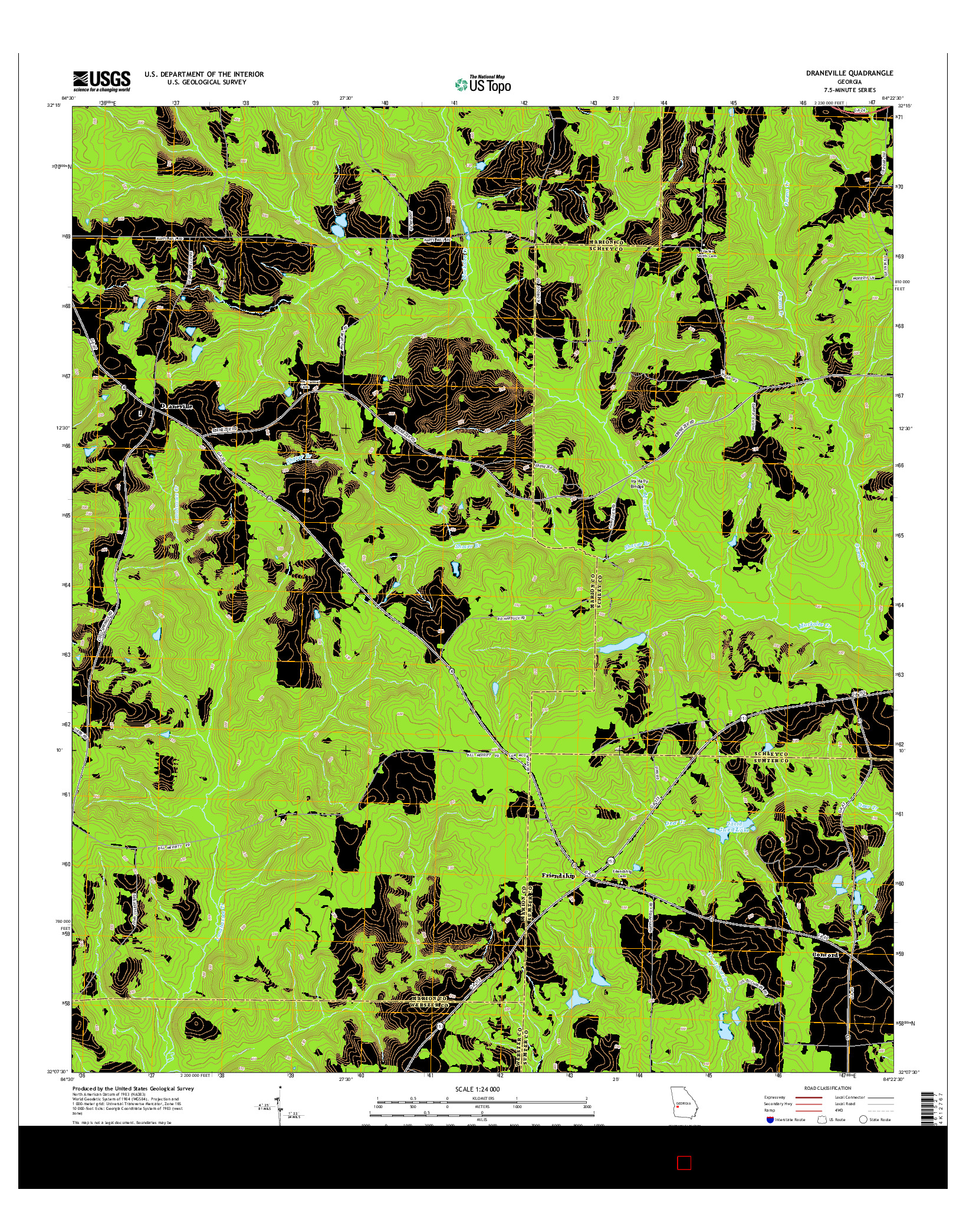USGS US TOPO 7.5-MINUTE MAP FOR DRANEVILLE, GA 2014