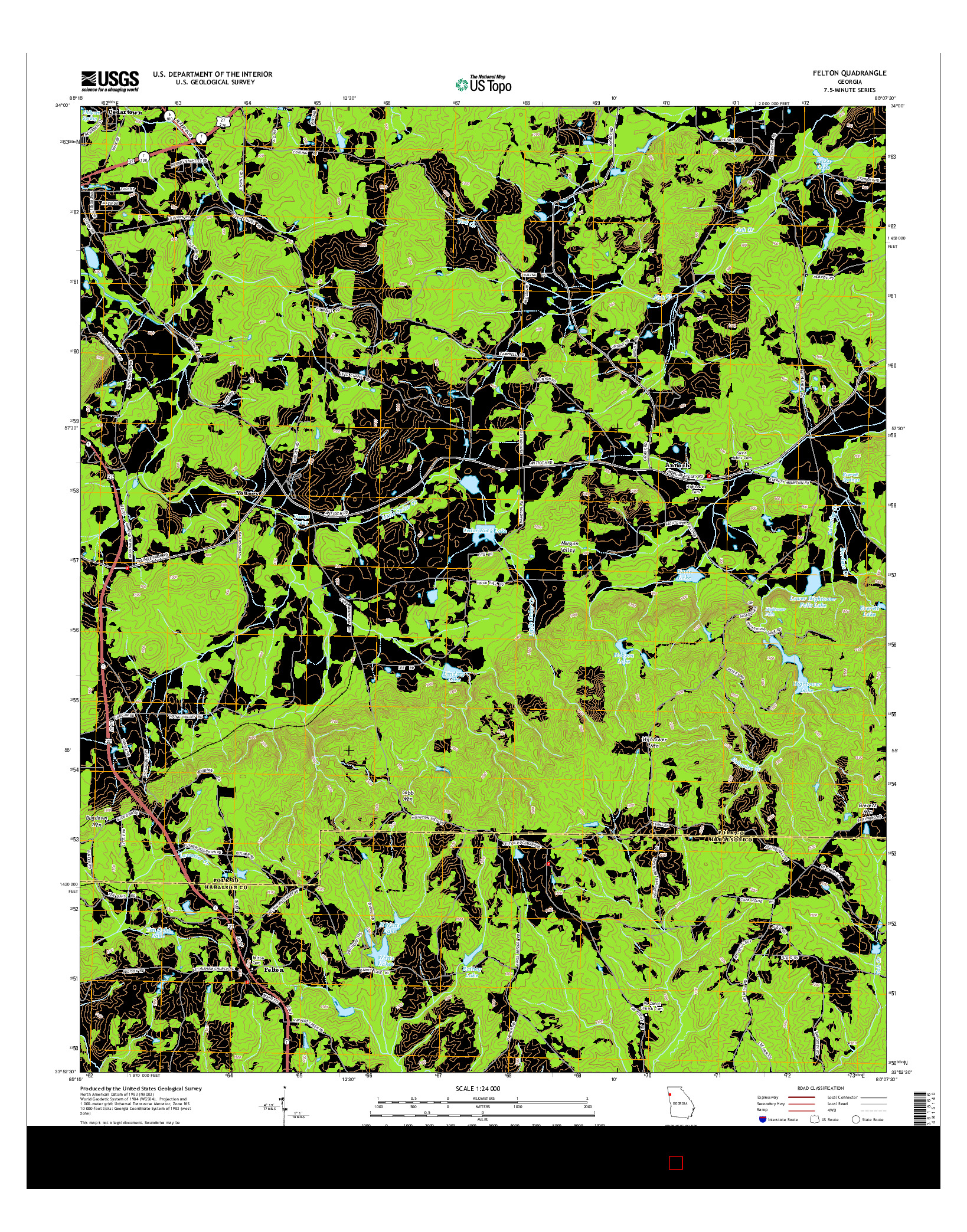 USGS US TOPO 7.5-MINUTE MAP FOR FELTON, GA 2014