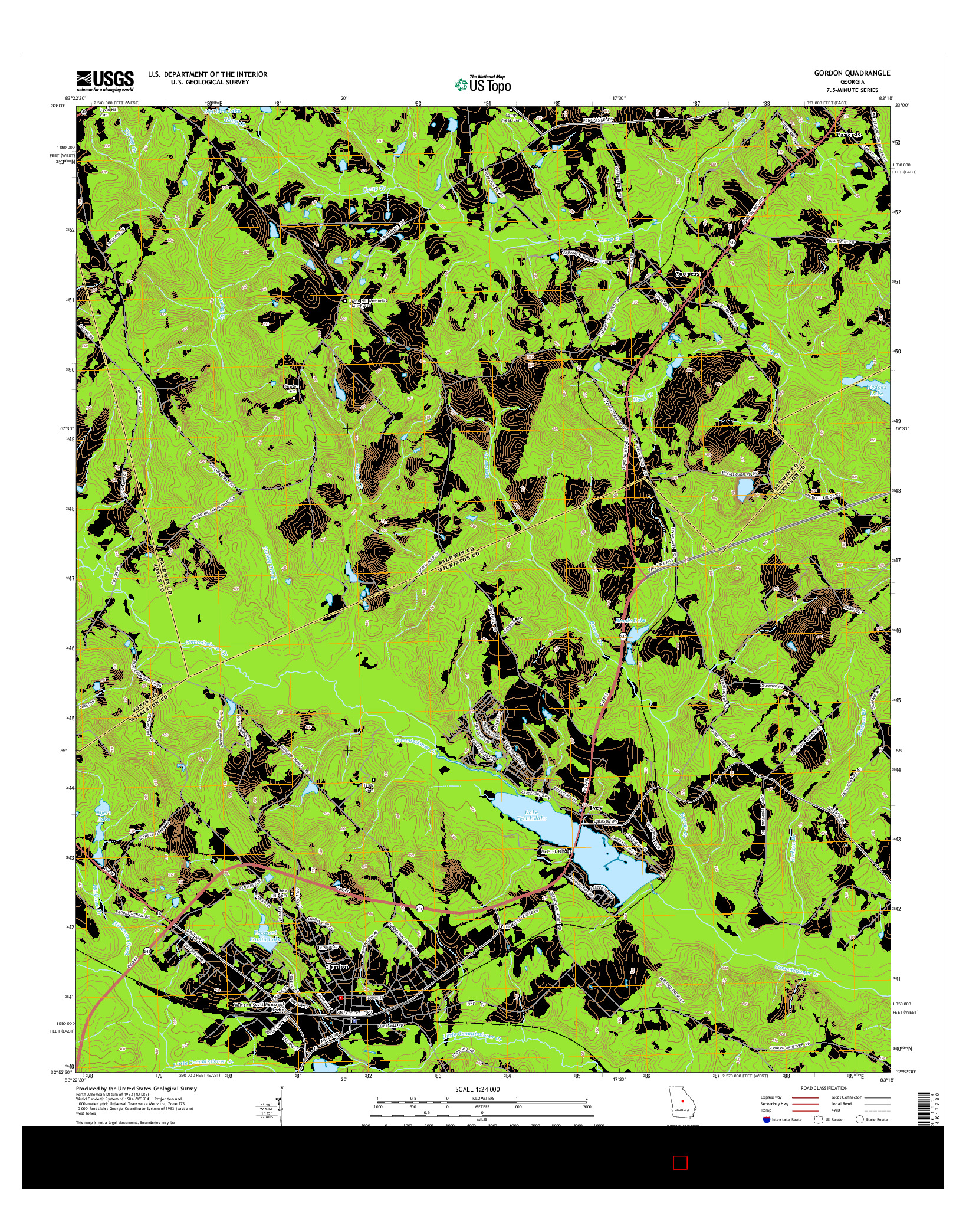 USGS US TOPO 7.5-MINUTE MAP FOR GORDON, GA 2014