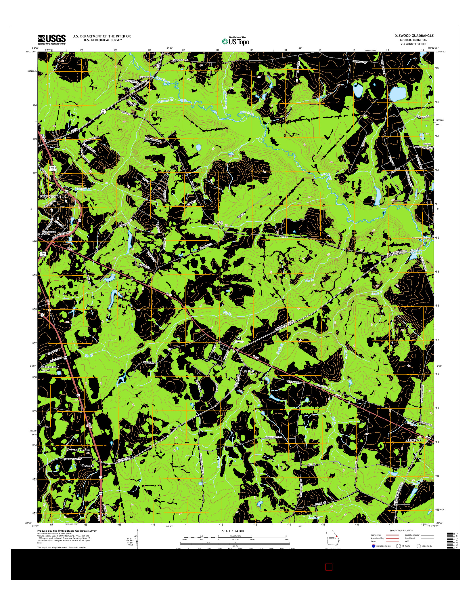 USGS US TOPO 7.5-MINUTE MAP FOR IDLEWOOD, GA 2014