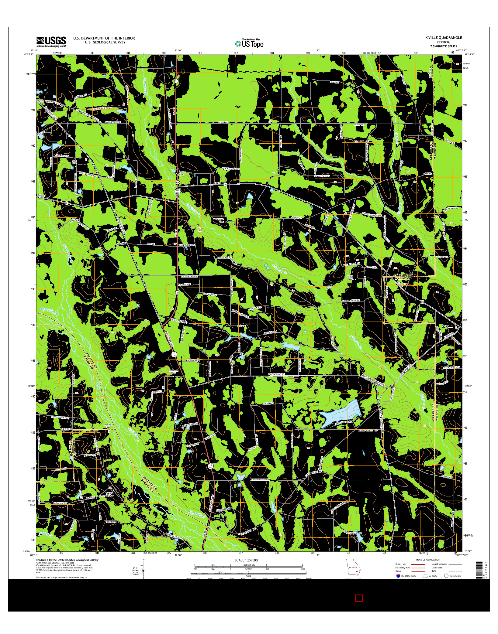 USGS US TOPO 7.5-MINUTE MAP FOR K'VILLE, GA 2014