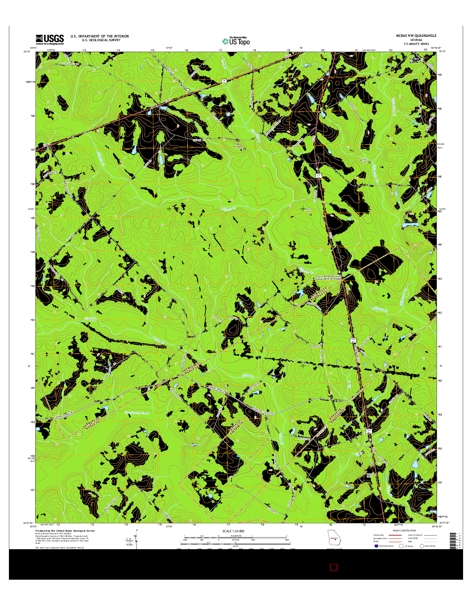 USGS US TOPO 7.5-MINUTE MAP FOR MCRAE NW, GA 2014