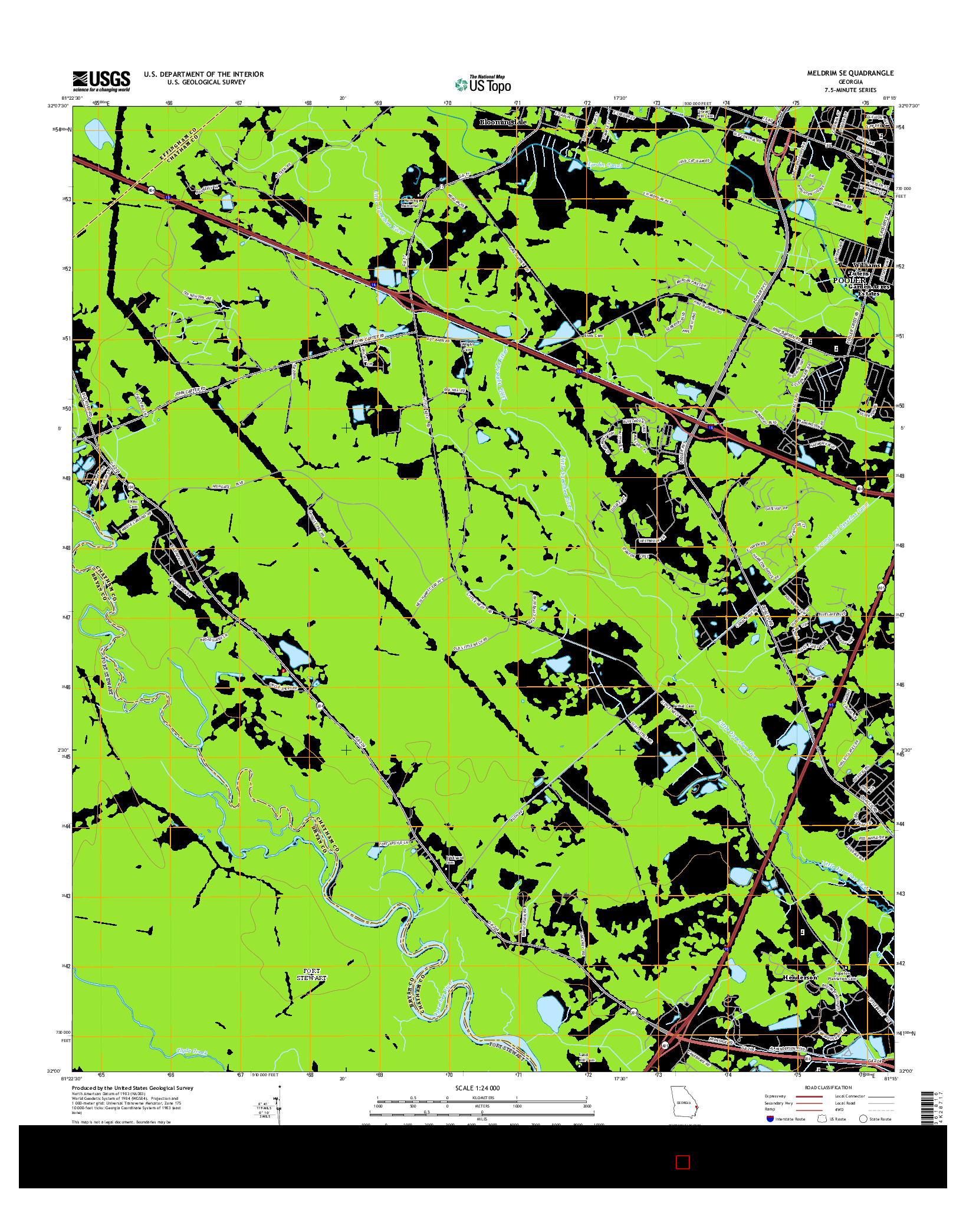 USGS US TOPO 7.5-MINUTE MAP FOR MELDRIM SE, GA 2014