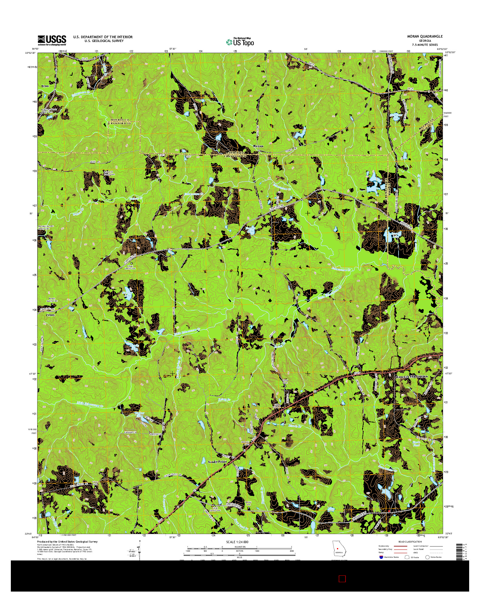 USGS US TOPO 7.5-MINUTE MAP FOR MORAN, GA 2014