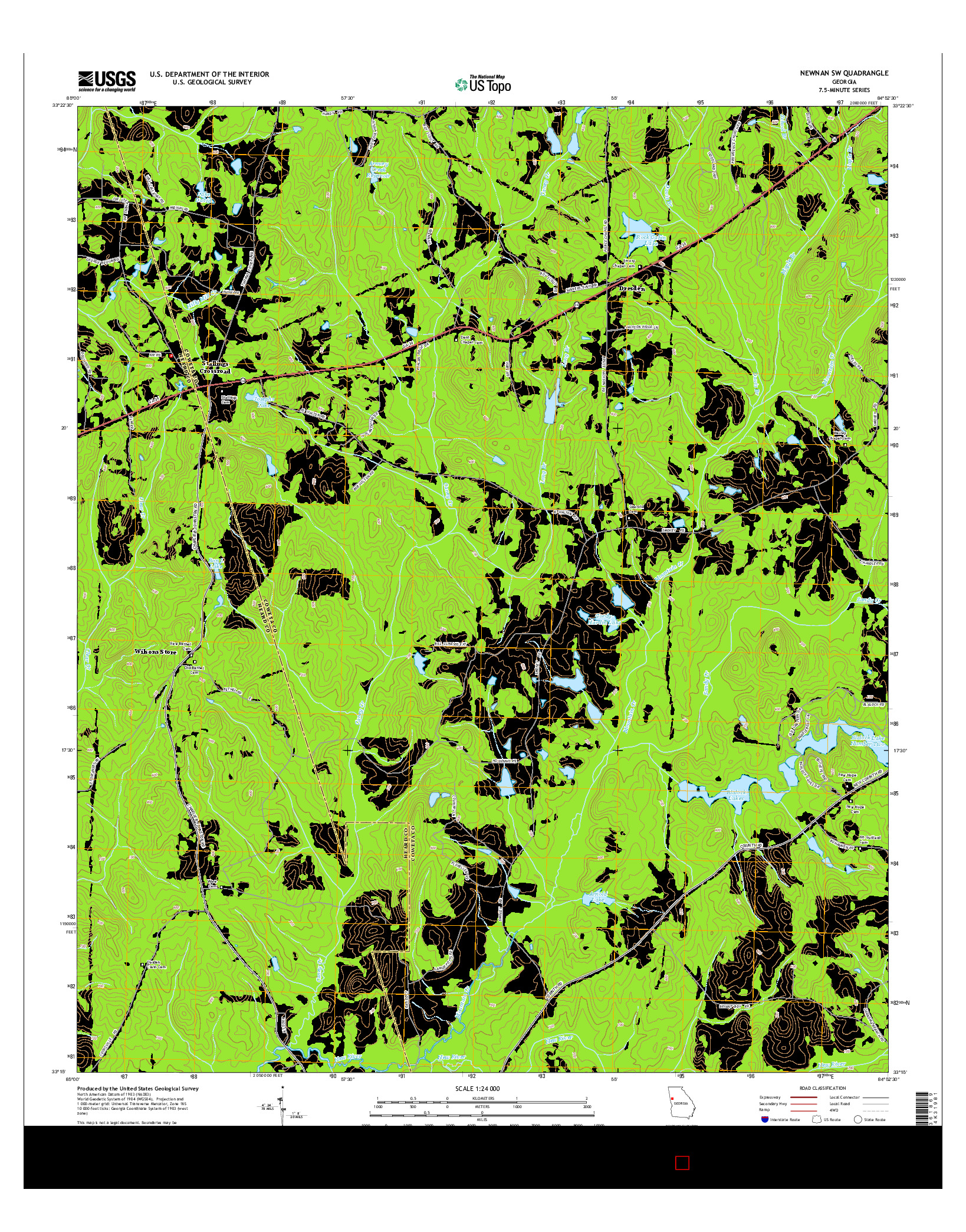 USGS US TOPO 7.5-MINUTE MAP FOR NEWNAN SW, GA 2014