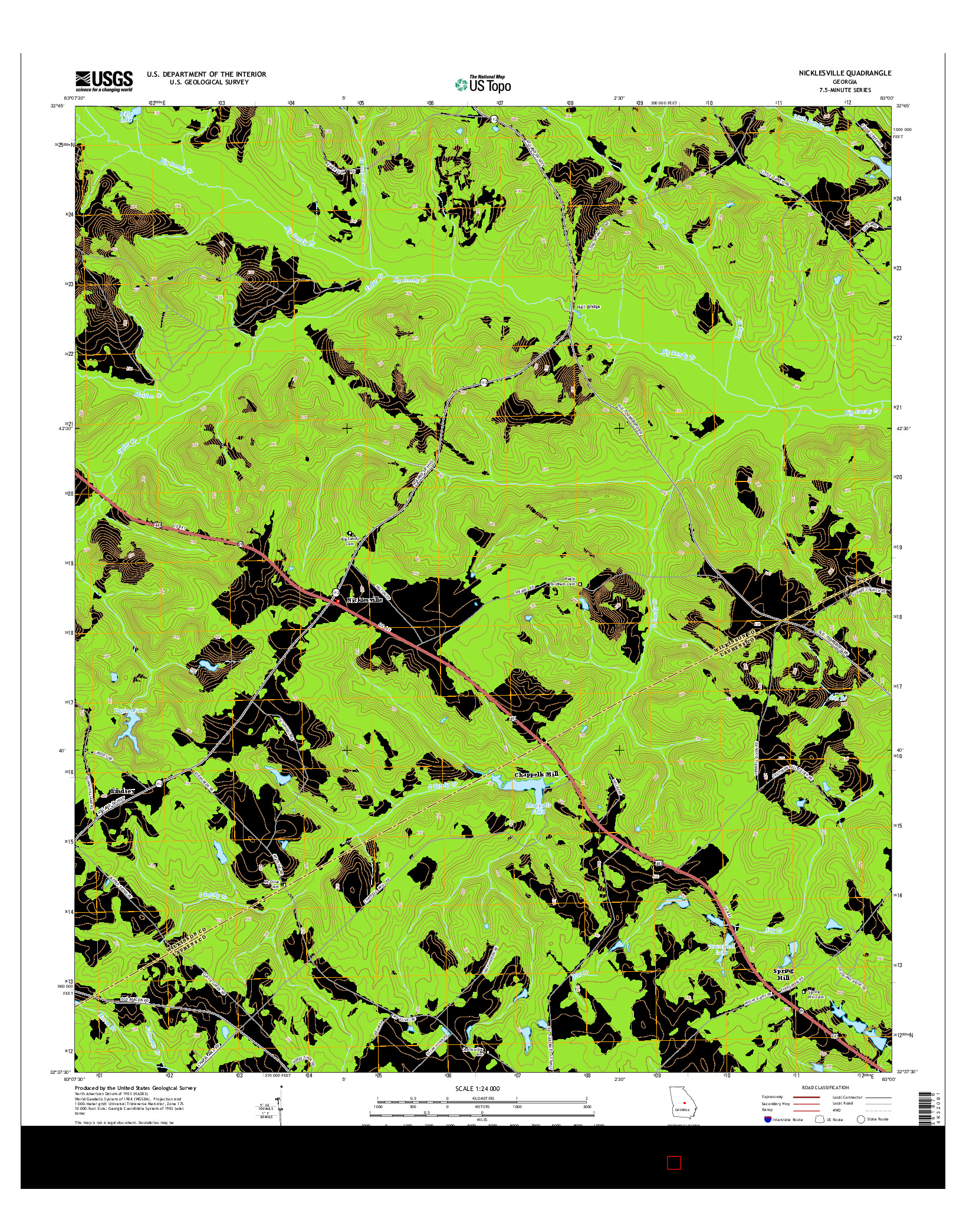 USGS US TOPO 7.5-MINUTE MAP FOR NICKLESVILLE, GA 2014