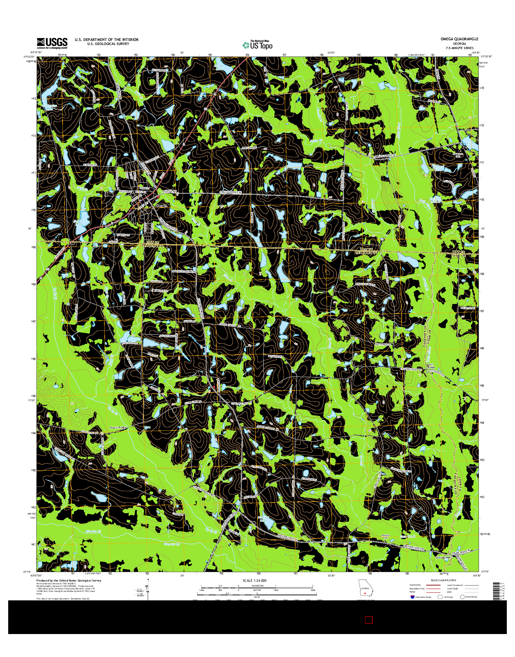 USGS US TOPO 7.5-MINUTE MAP FOR OMEGA, GA 2014