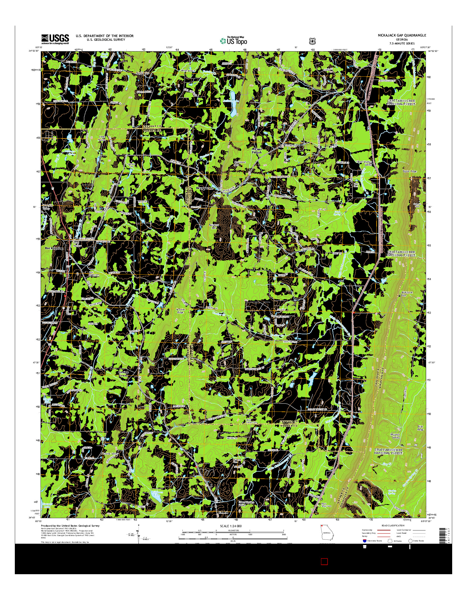 USGS US TOPO 7.5-MINUTE MAP FOR NICKAJACK GAP, GA 2014