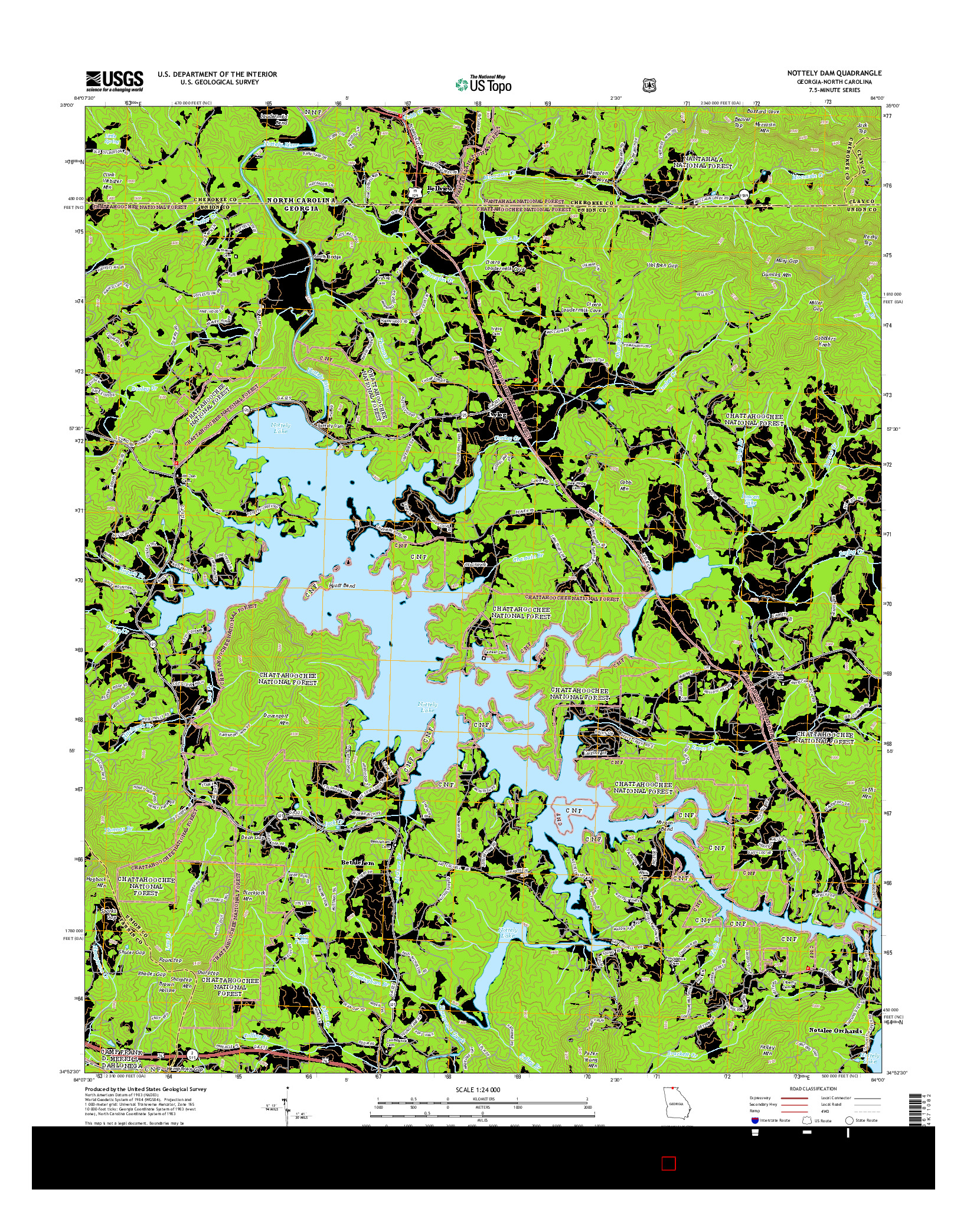 USGS US TOPO 7.5-MINUTE MAP FOR NOTTELY DAM, GA-NC 2014