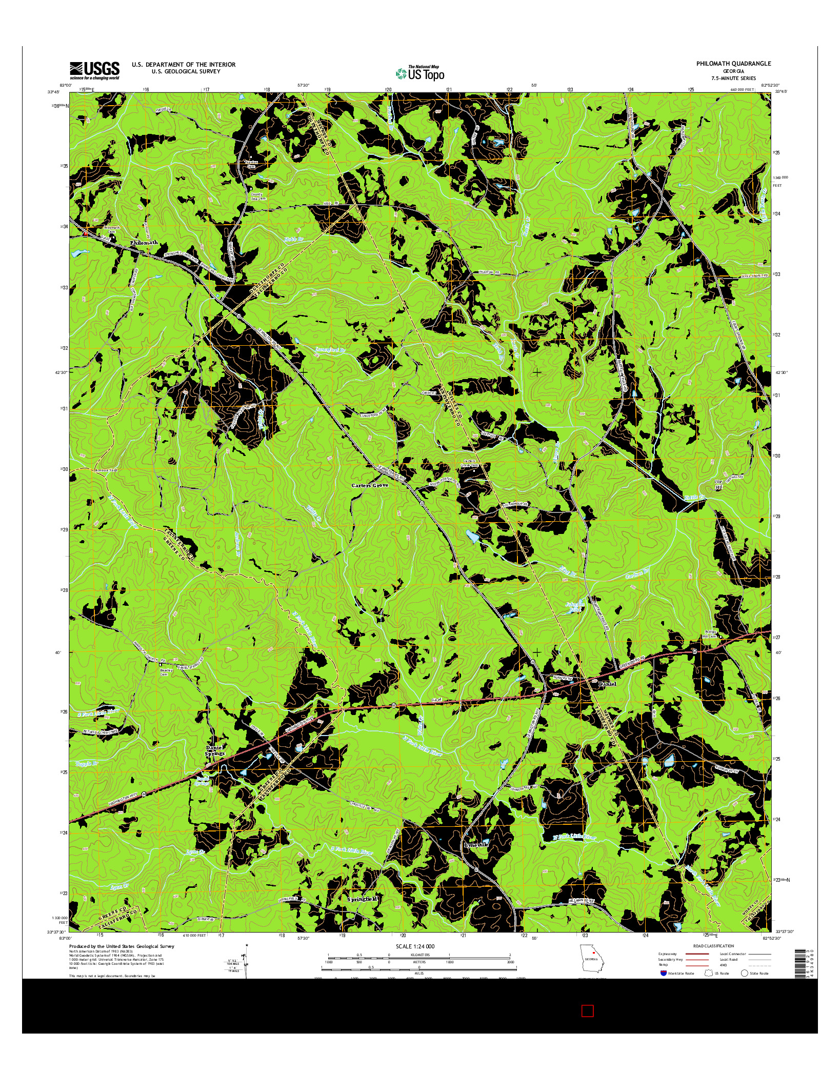 USGS US TOPO 7.5-MINUTE MAP FOR PHILOMATH, GA 2014