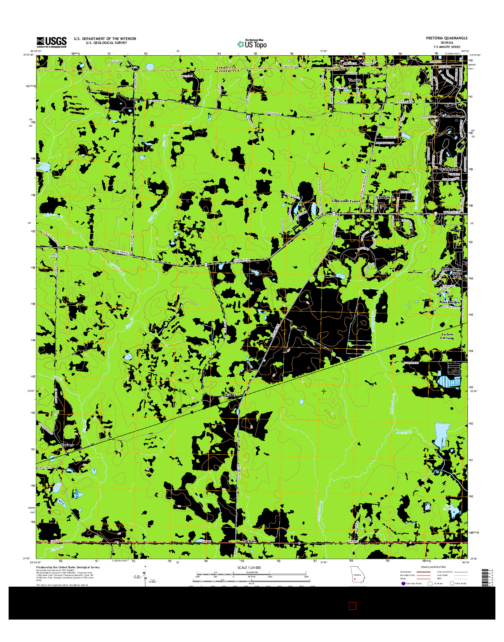 USGS US TOPO 7.5-MINUTE MAP FOR PRETORIA, GA 2014
