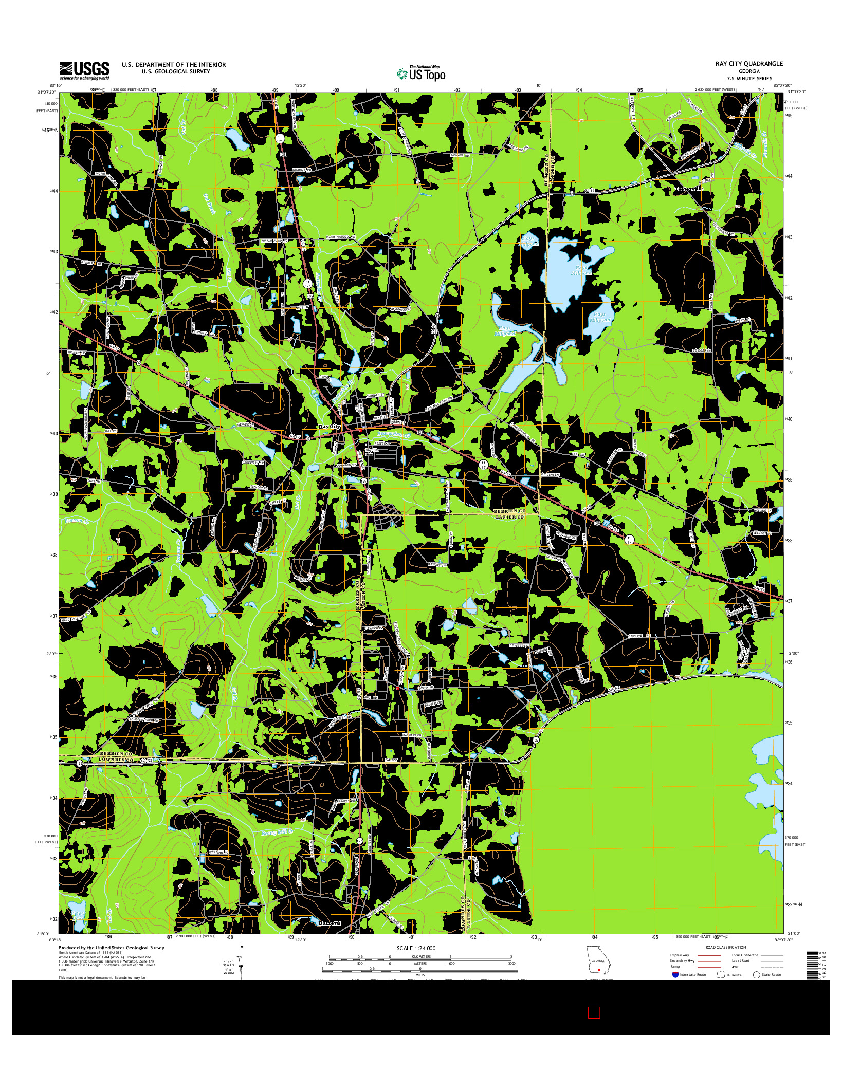 USGS US TOPO 7.5-MINUTE MAP FOR RAY CITY, GA 2014