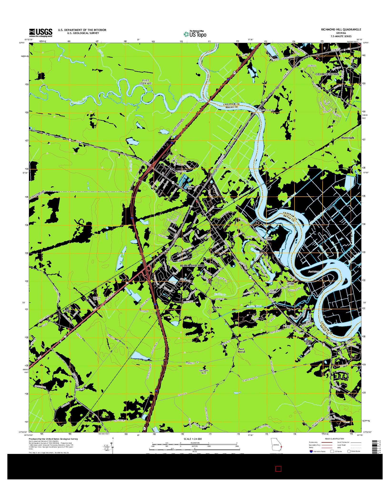 USGS US TOPO 7.5-MINUTE MAP FOR RICHMOND HILL, GA 2014