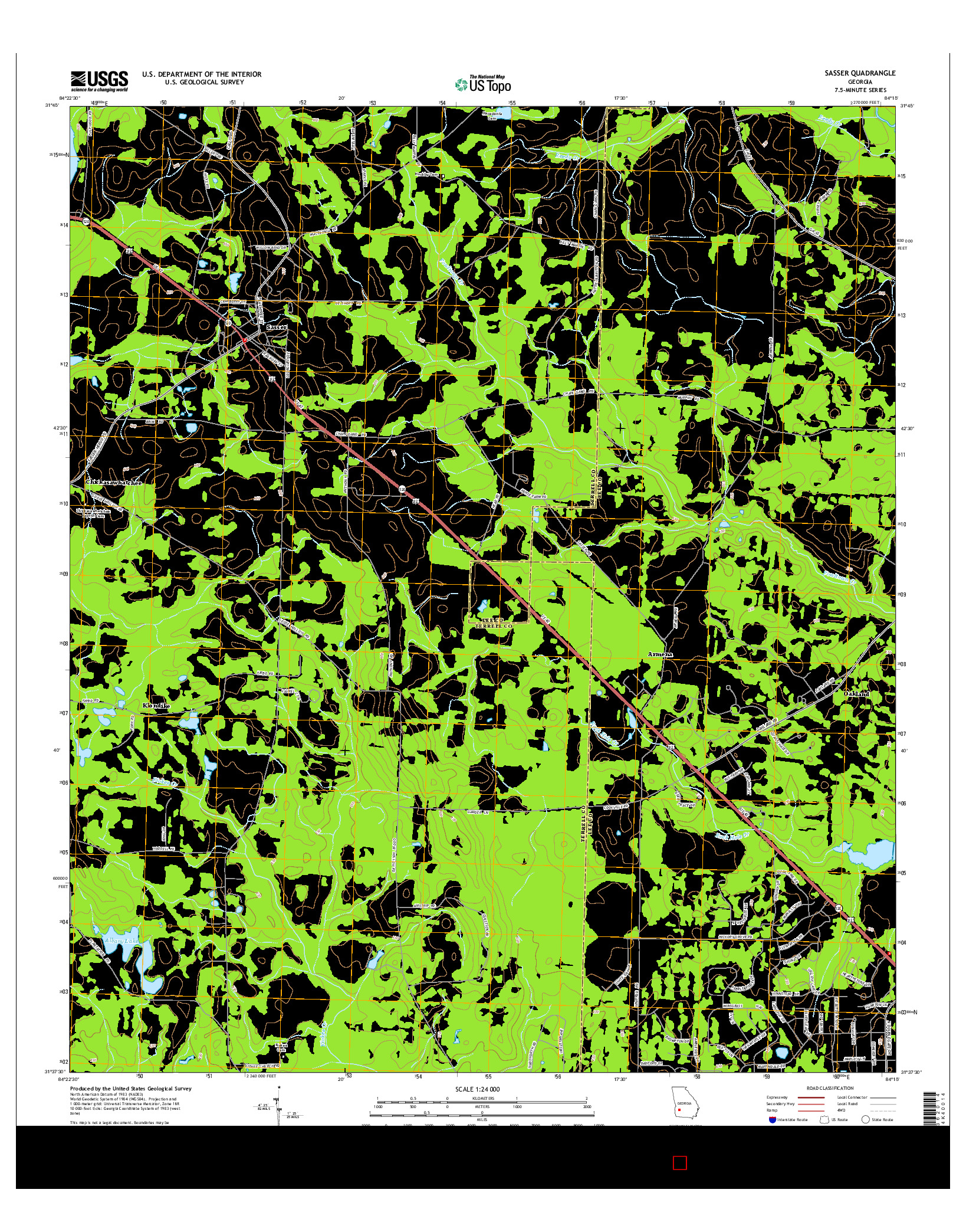 USGS US TOPO 7.5-MINUTE MAP FOR SASSER, GA 2014