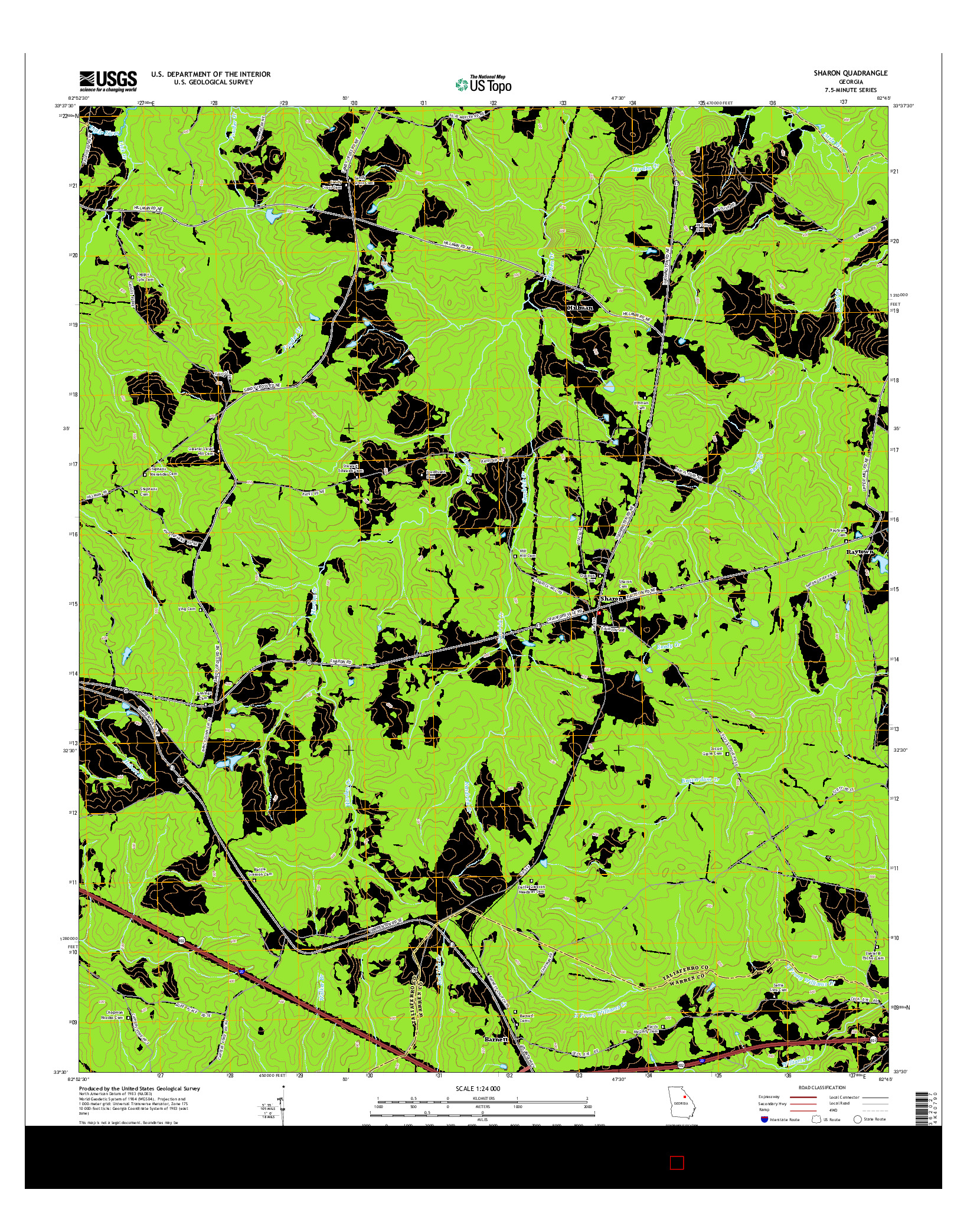 USGS US TOPO 7.5-MINUTE MAP FOR SHARON, GA 2014