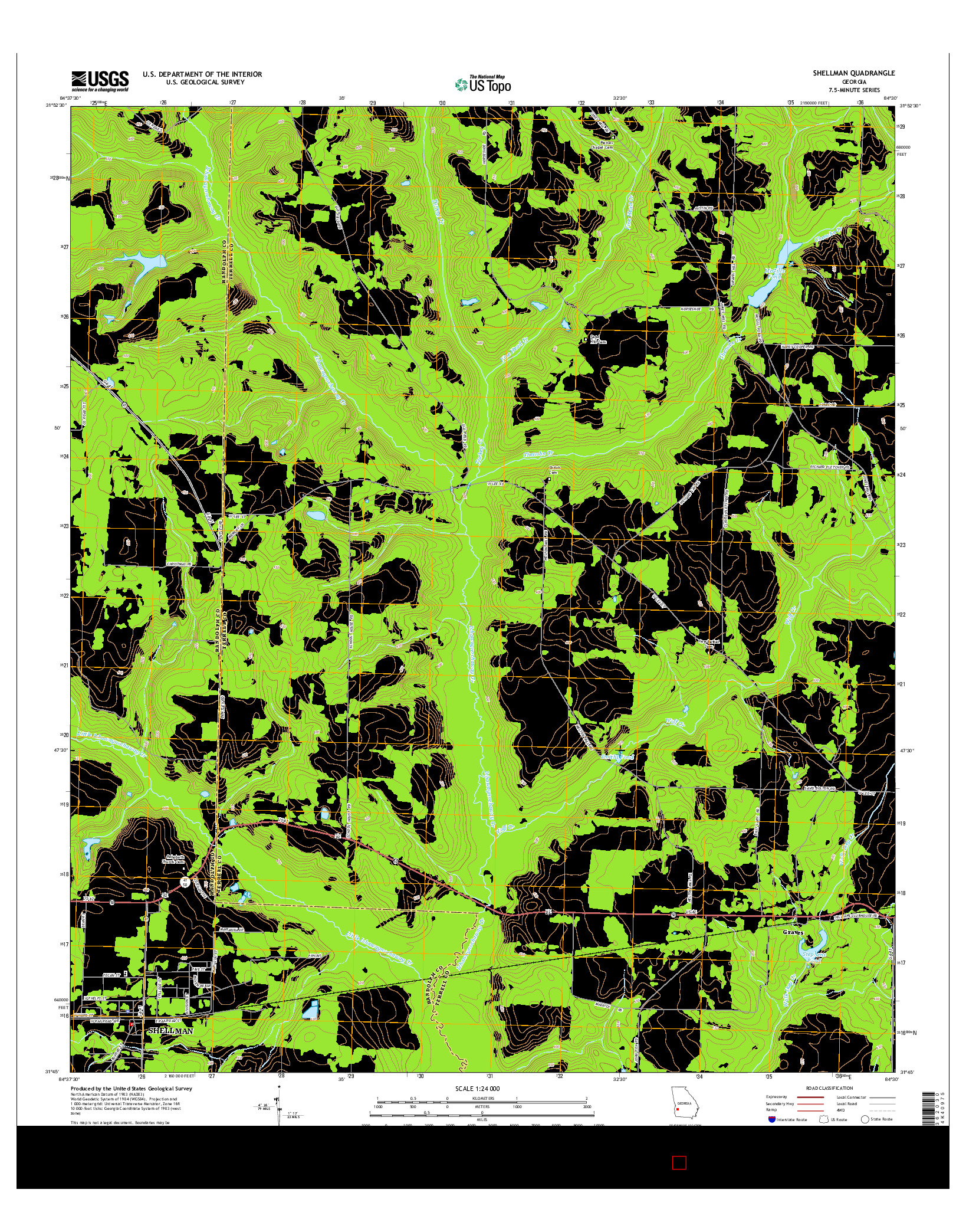 USGS US TOPO 7.5-MINUTE MAP FOR SHELLMAN, GA 2014